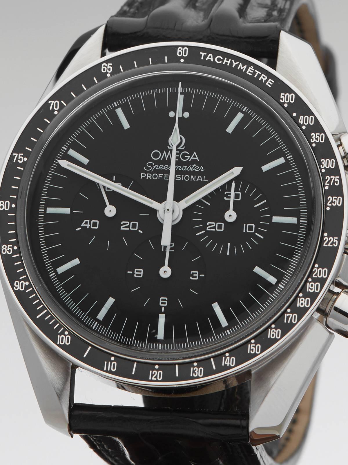 Women's or Men's Omega Stainless Steel Speedmaster chronograph Mechanical Wind Wristwatch