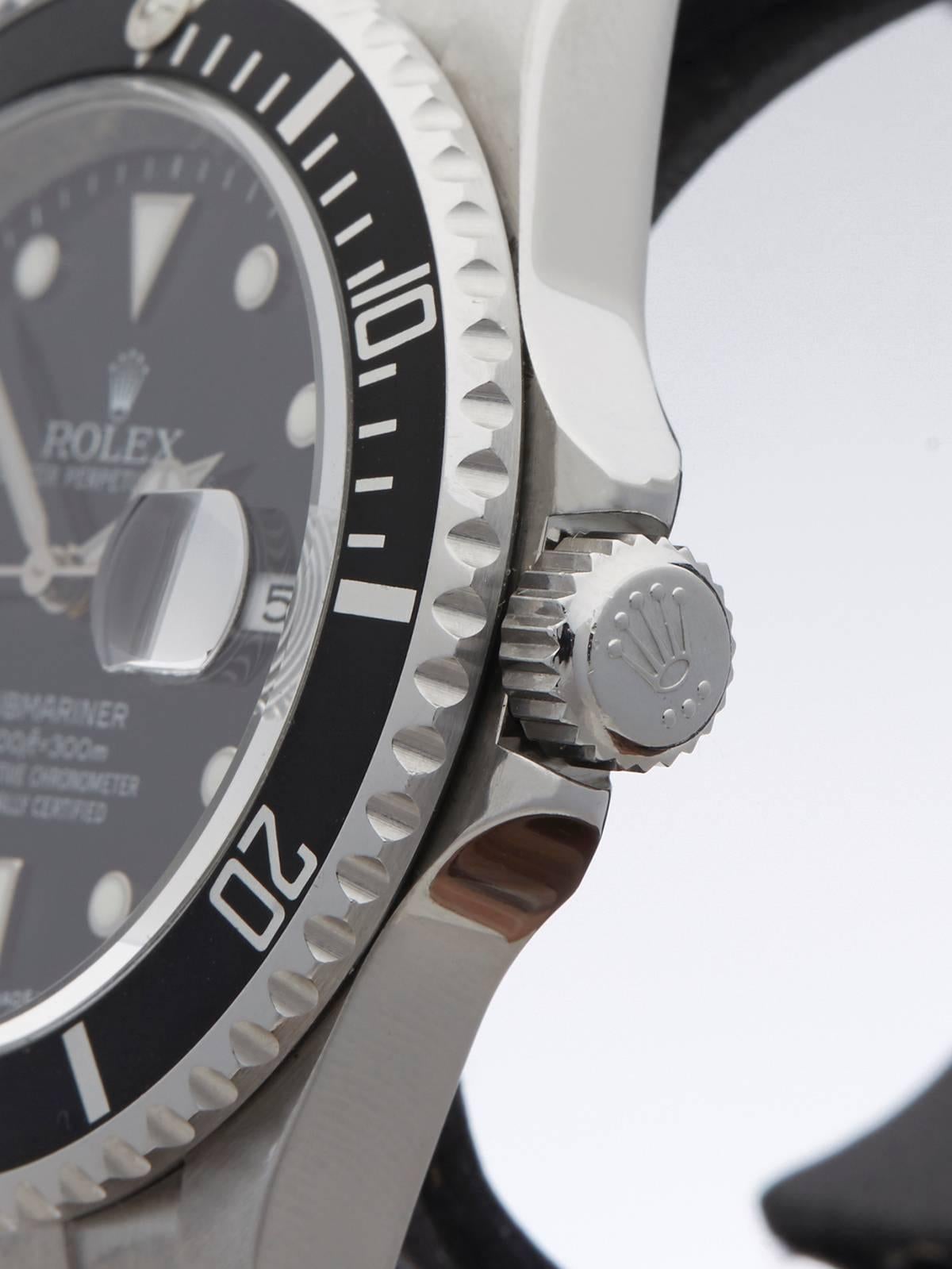 Rolex Stainless Steel Submariner Automatic Wristwatch 16610 In New Condition In Bishop's Stortford, Hertfordshire