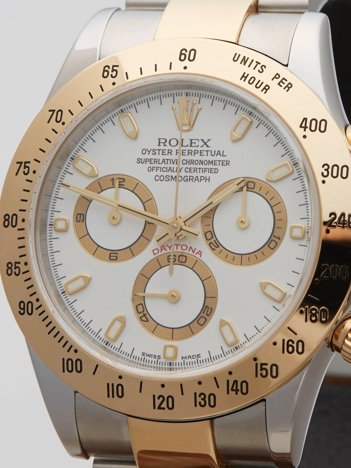 Rolex Daytona Gold Steel cosomograph chronograph Automatic Wristwatch Ref 116523 In New Condition In Bishop's Stortford, Hertfordshire
