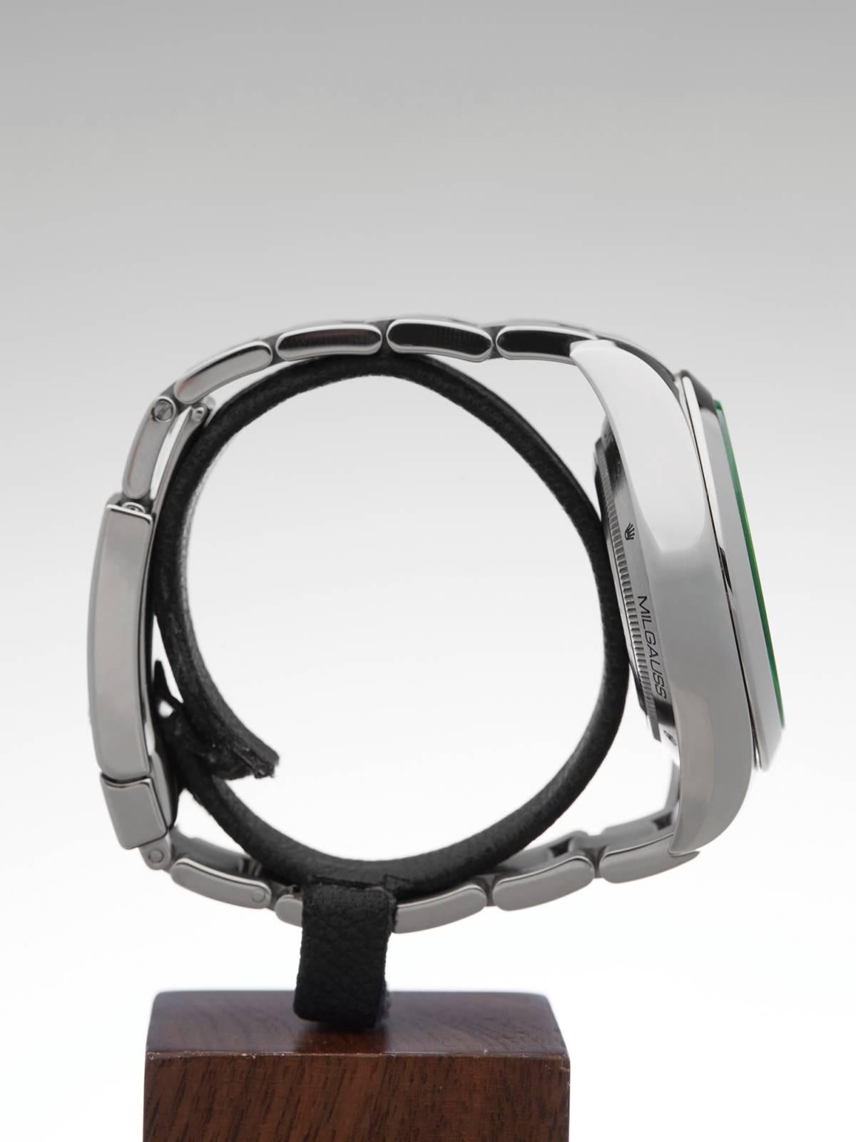 Rolex Milgauss Green Glass Automatic Wristwatch 2