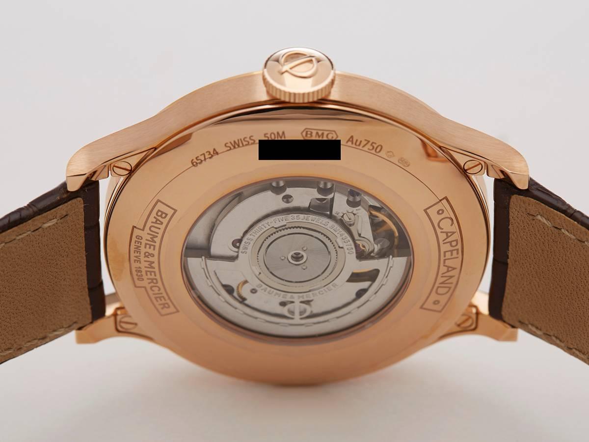 Baume & Mercier Rose Gold Capeland Worldtimer Automatic Wristwatch In New Condition In Bishop's Stortford, Hertfordshire