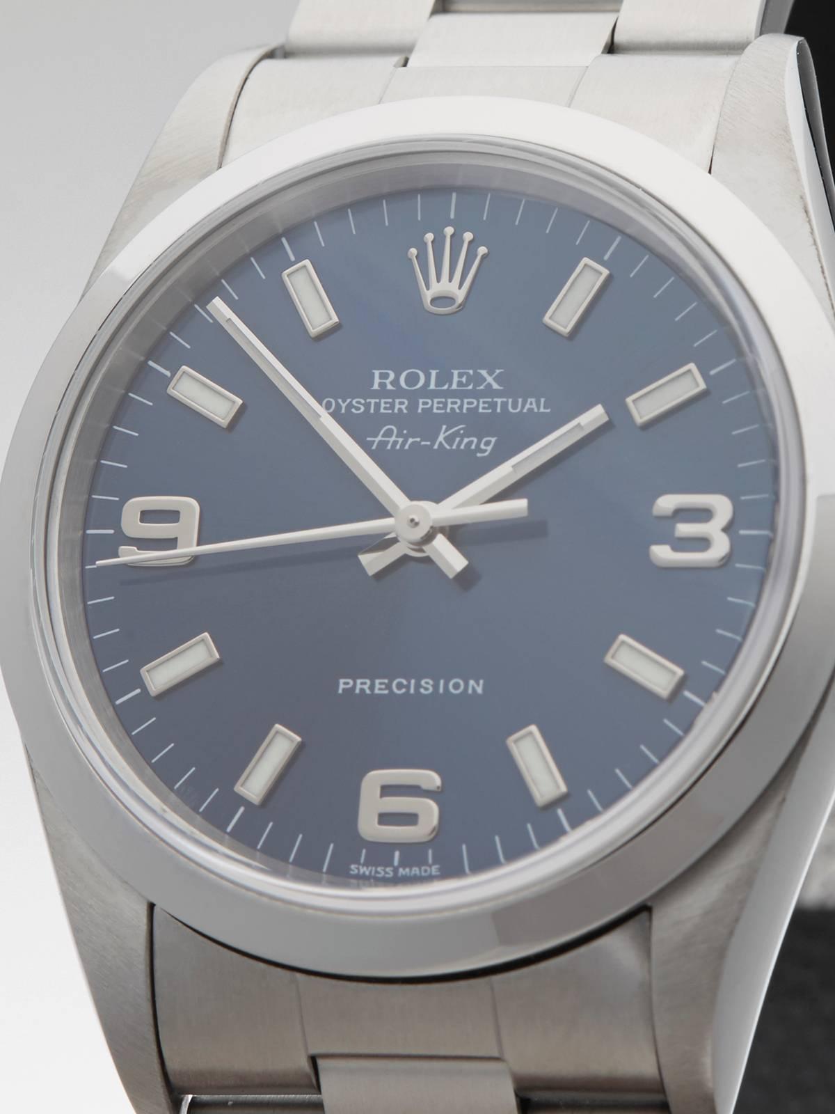 Rolex Stainless Steel Air King Automatic Wristwatch In New Condition In Bishop's Stortford, Hertfordshire