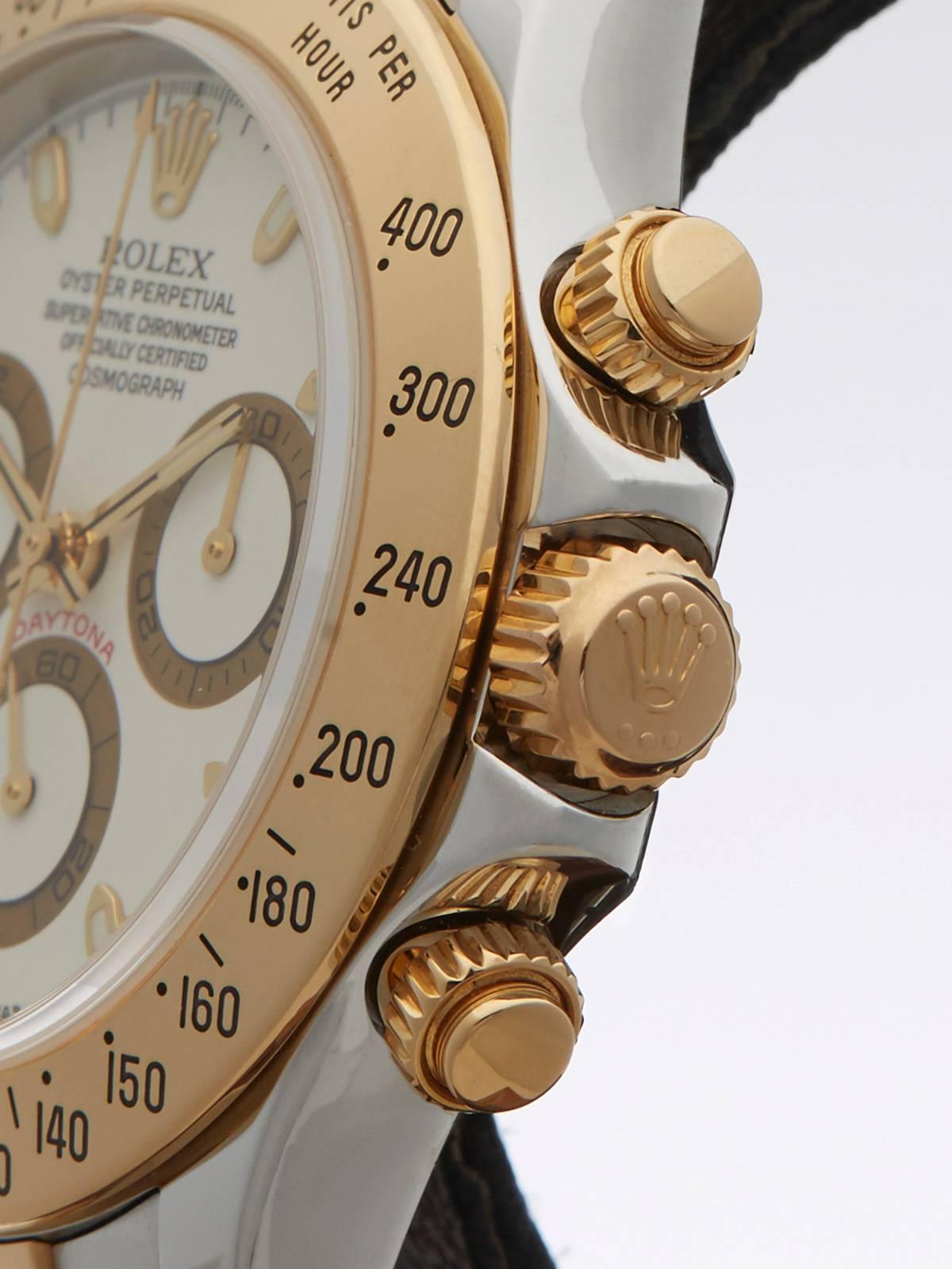 Men's Rolex Yellow Gold Stainless Steel Daytona Automatic Wristwatch Ref 116523 