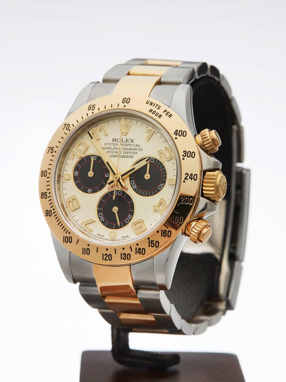 Women's or Men's Rolex Yellow Gold Stainless Steel Daytona Automatic Wristwatch Ref 116523