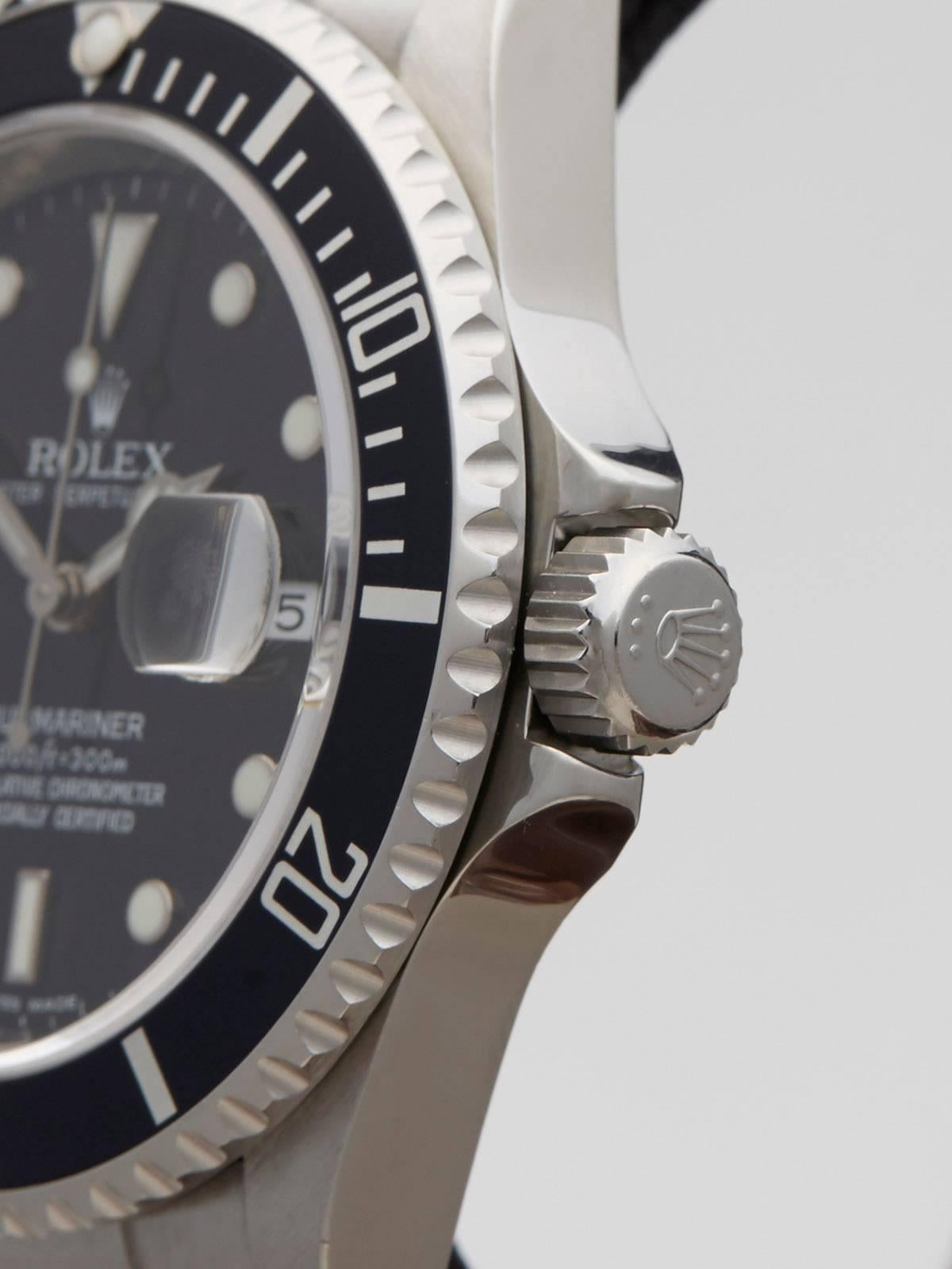 Rolex Stainless Steel Submariner Automatic Wristwatch In New Condition In Bishop's Stortford, Hertfordshire