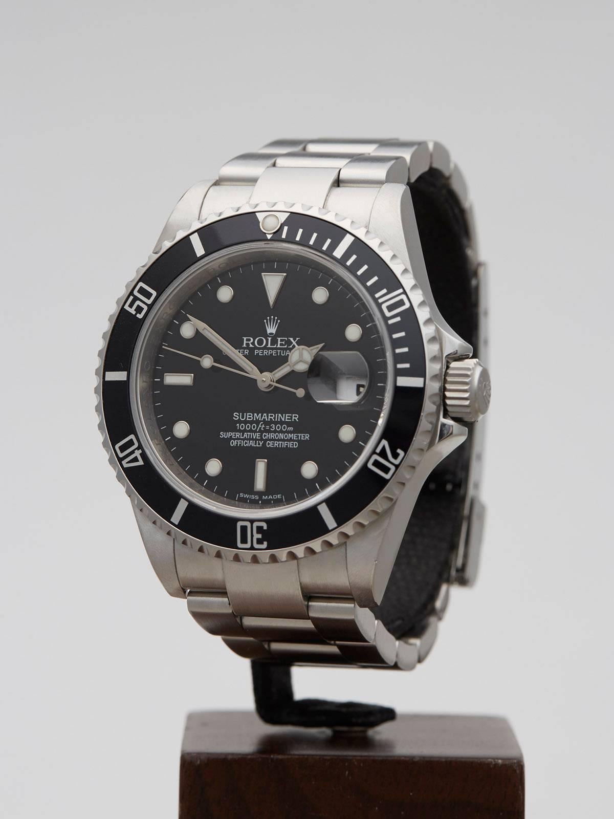 Men's Rolex Stainless Steel Submariner Automatic Wristwatch