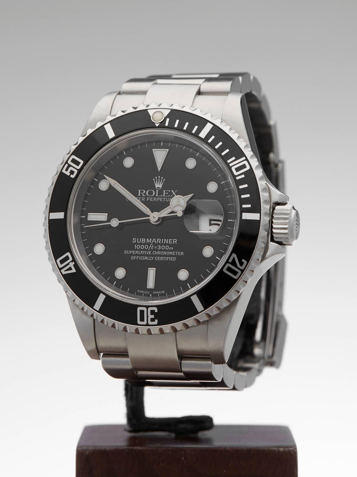 Rolex Stainless Steel Submariner Automatic Wristwatch In New Condition In Bishop's Stortford, Hertfordshire