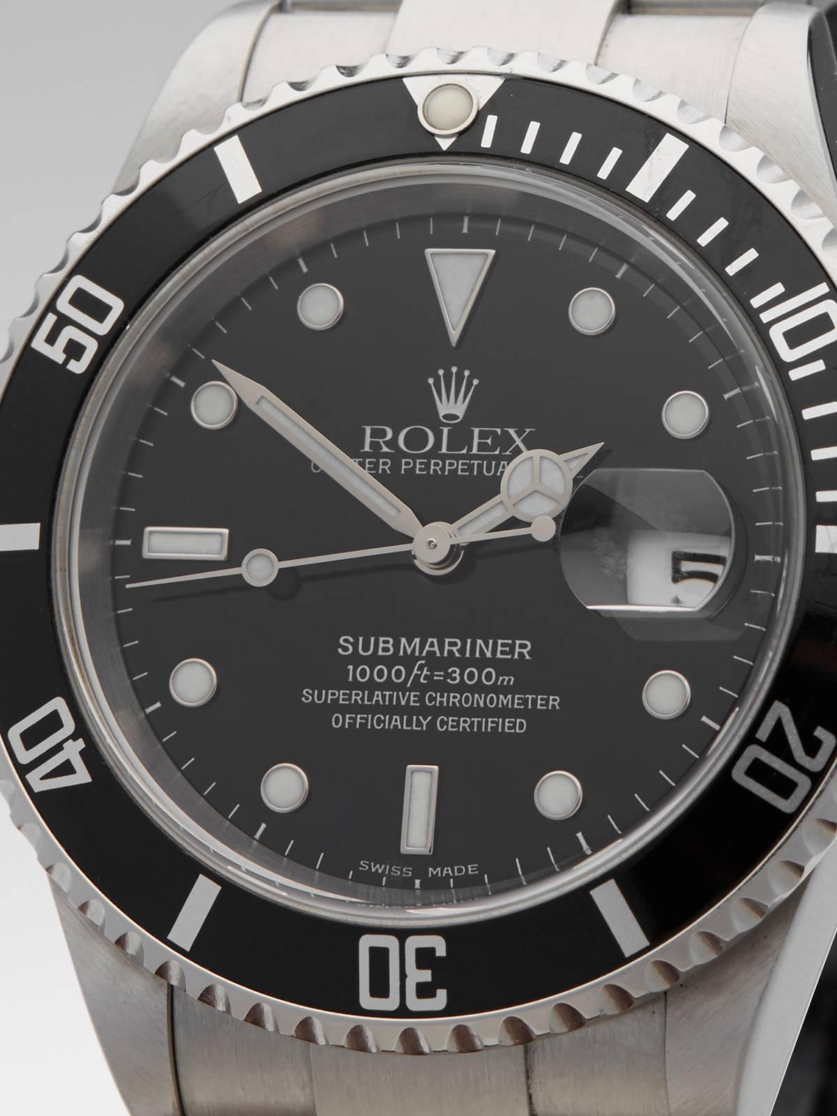 Women's or Men's Rolex Stainless Steel Submariner Automatic Wristwatch