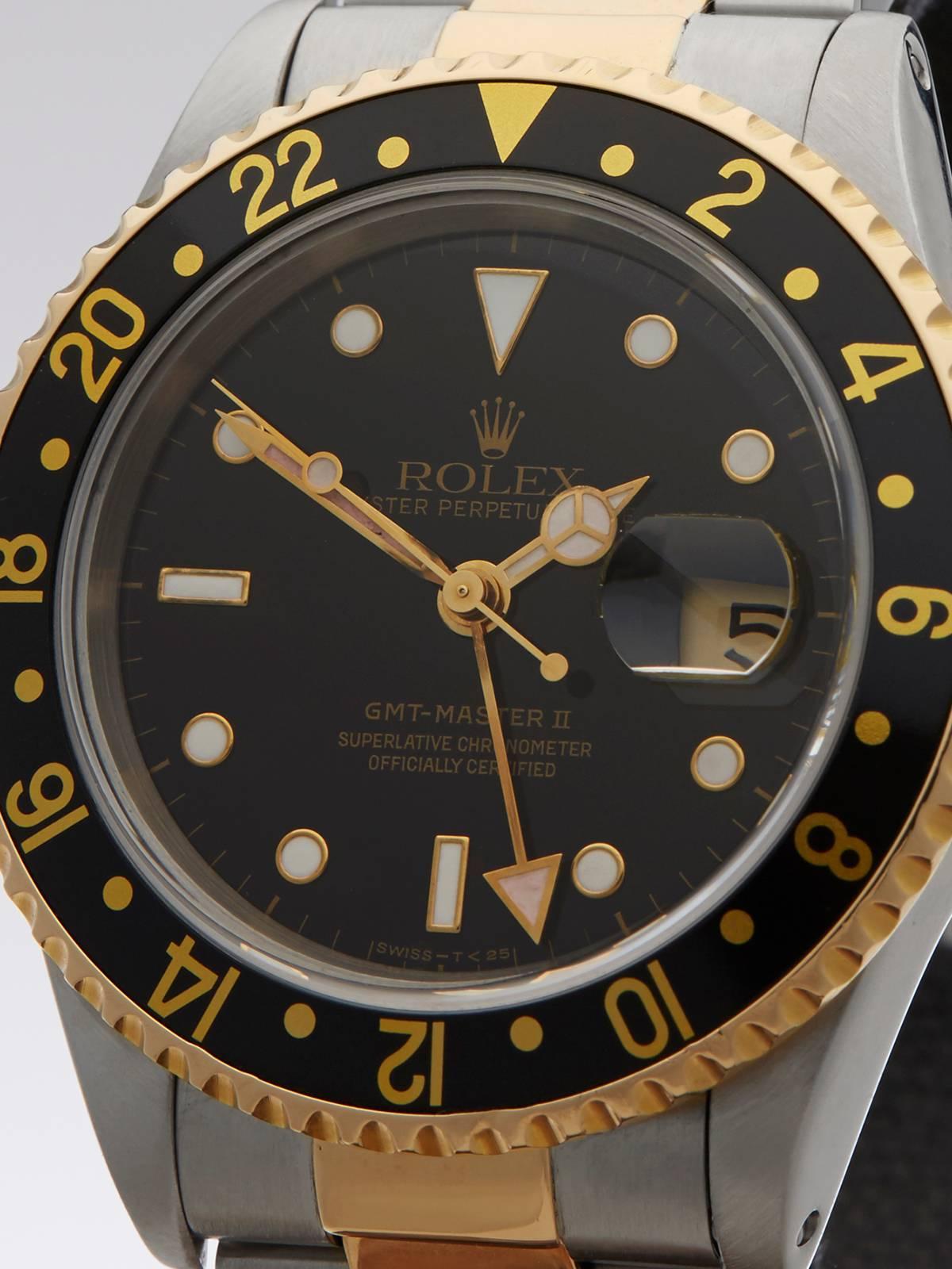 Rolex Yellow Gold Stainless Steel GMT-Master II 16713 Automatic Wristwatch In New Condition In Bishop's Stortford, Hertfordshire