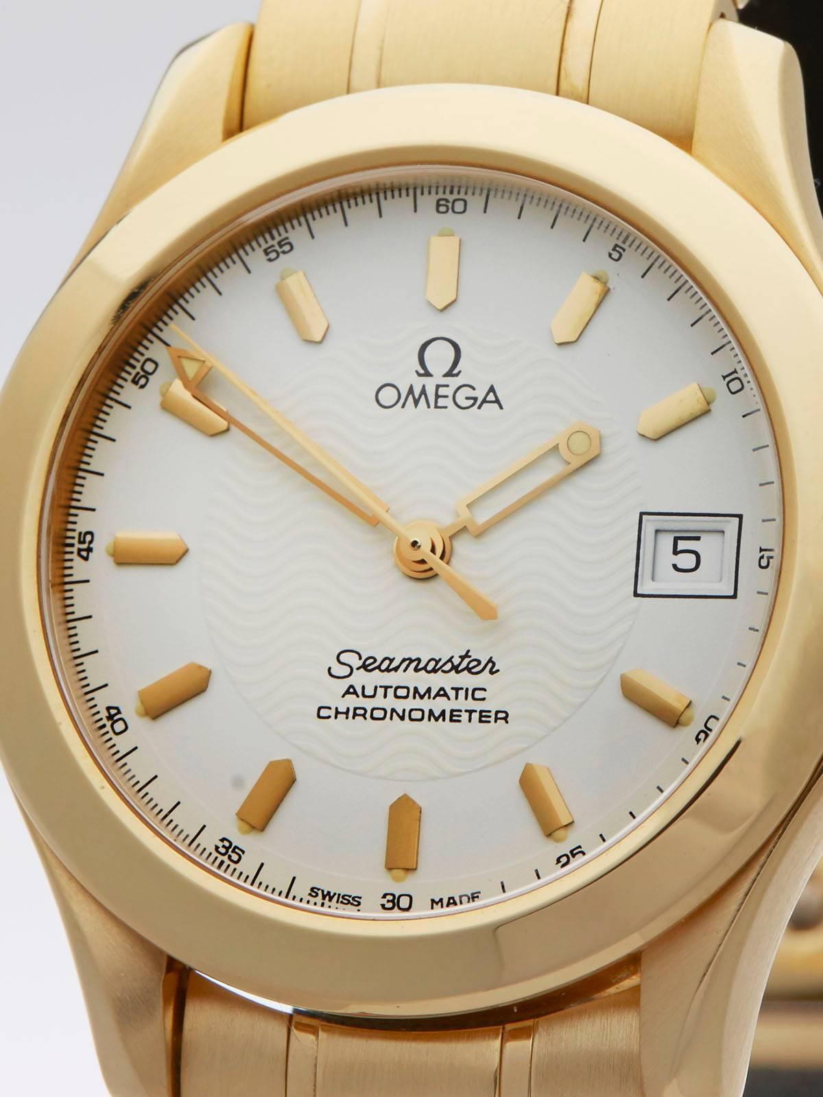 Omega Yellow Gold Seamaster Chronometer Automatic Wristwatch In New Condition In Bishop's Stortford, Hertfordshire