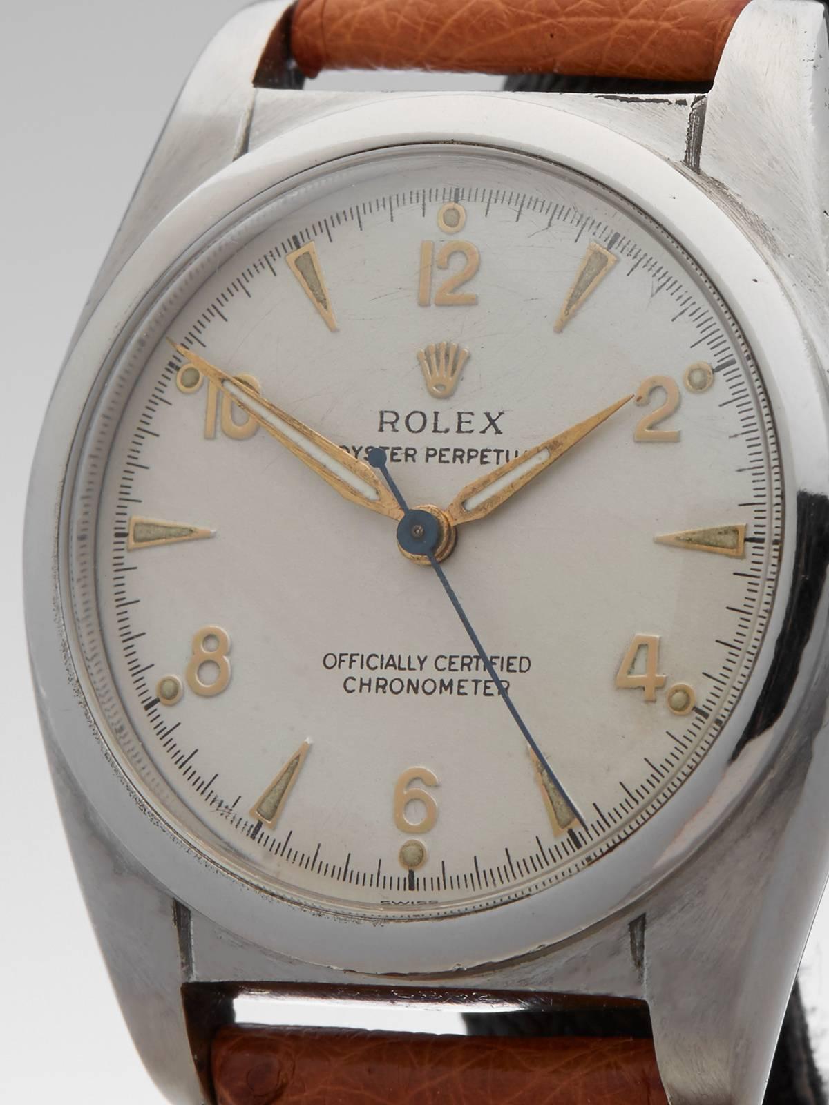 Rolex Stainless Steel Bubble Back Wristwatch In New Condition In Bishop's Stortford, Hertfordshire