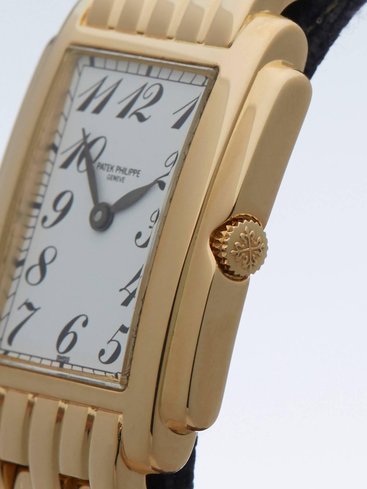Patek Philippe ladies Yellow Gold Gondolo Quartz Wristwatch Ref 4824/1J In New Condition In Bishop's Stortford, Hertfordshire
