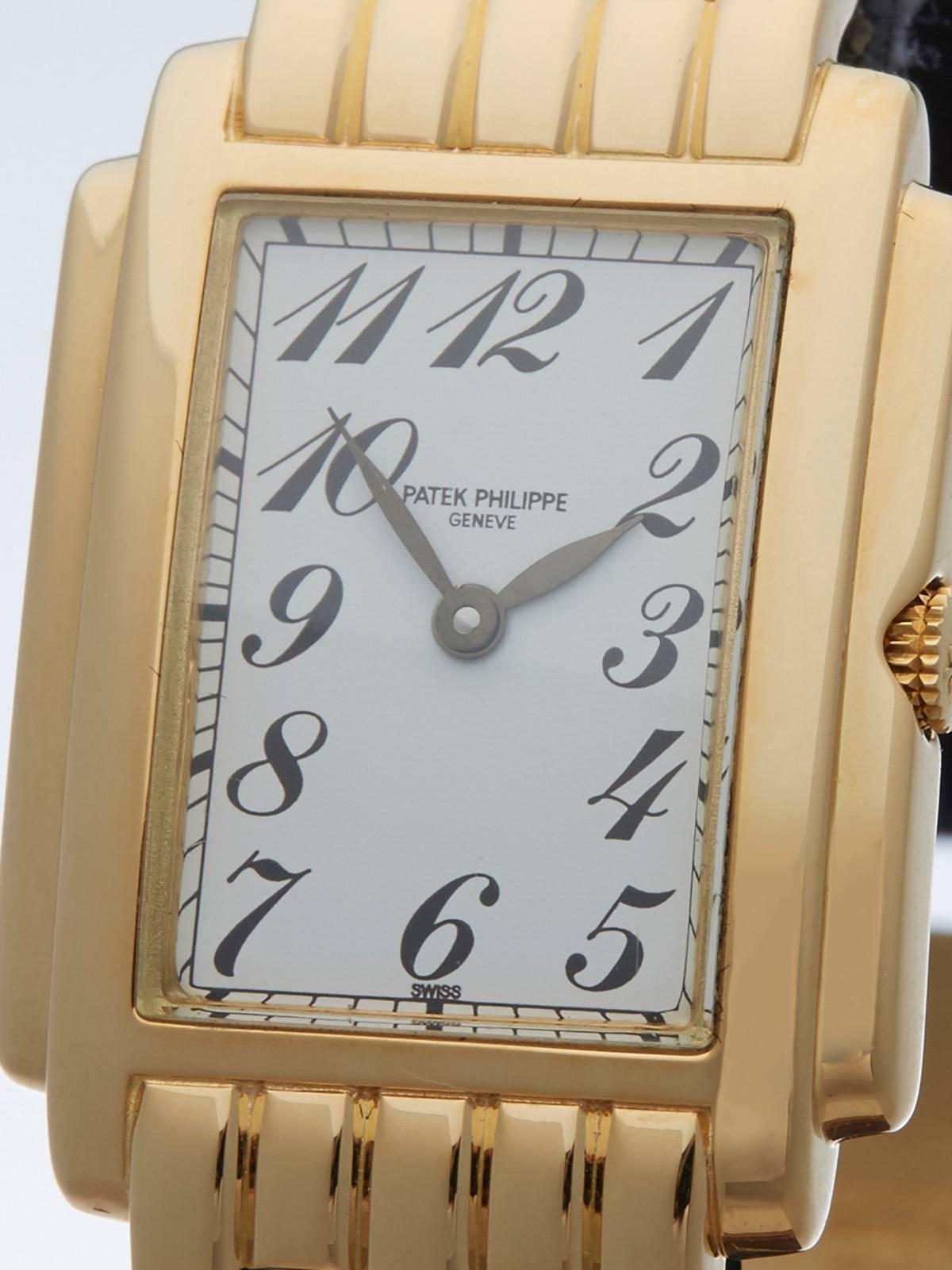 Women's or Men's Patek Philippe ladies Yellow Gold Gondolo Quartz Wristwatch Ref 4824/1J 