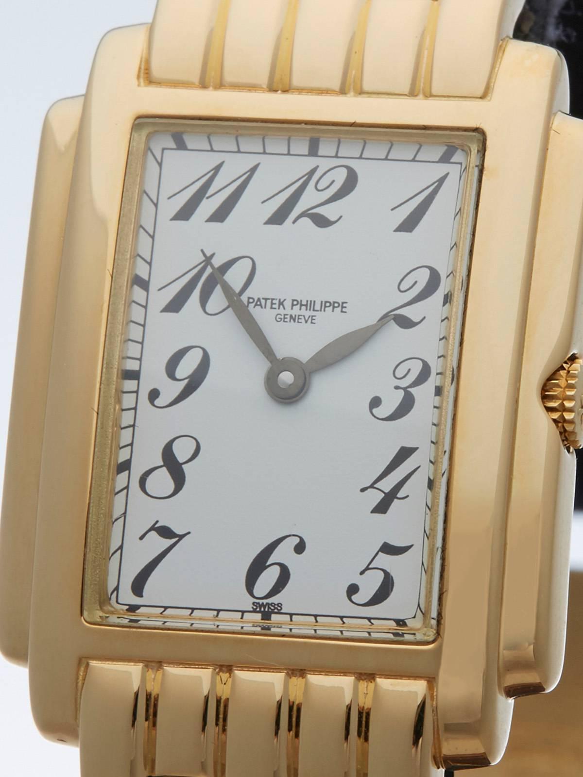 Women's or Men's Patek Philippe ladies Yellow Gold Gondolo Quartz Wristwatch Ref 4824/1J