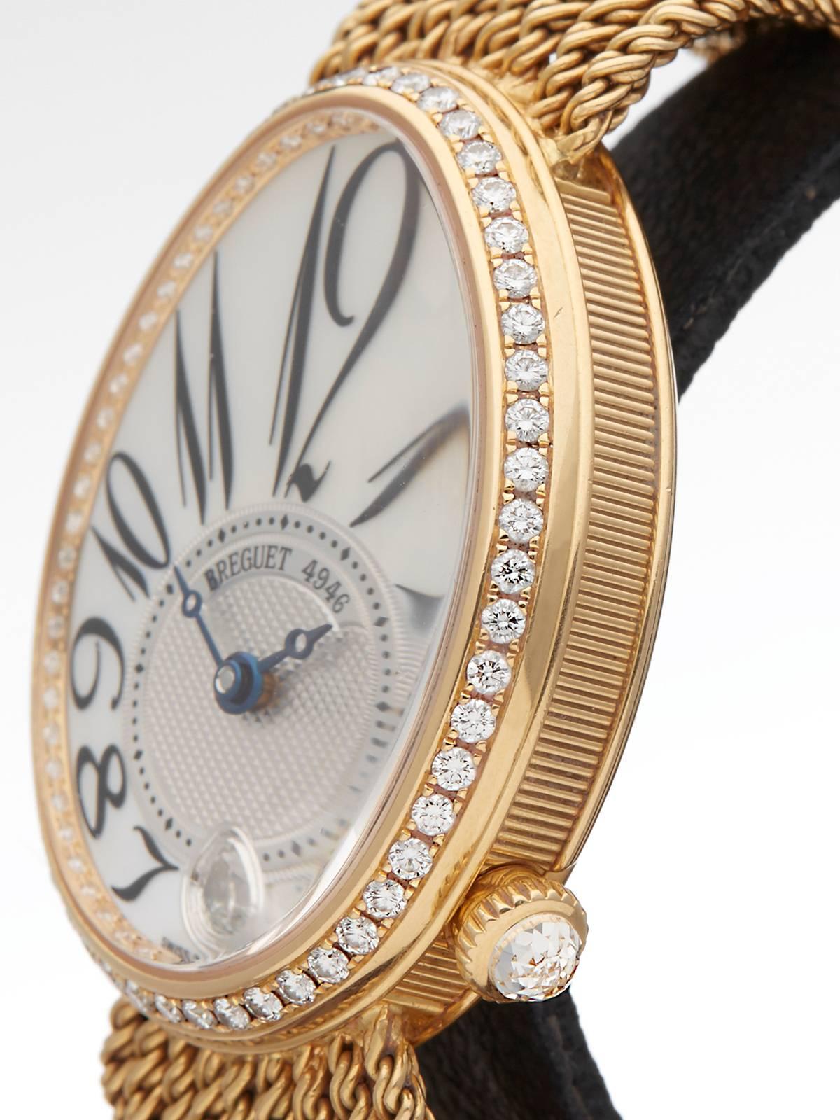 Women's Breguet ladies Yellow Gold diamond mother of pearl dial Automatic Wristwatch