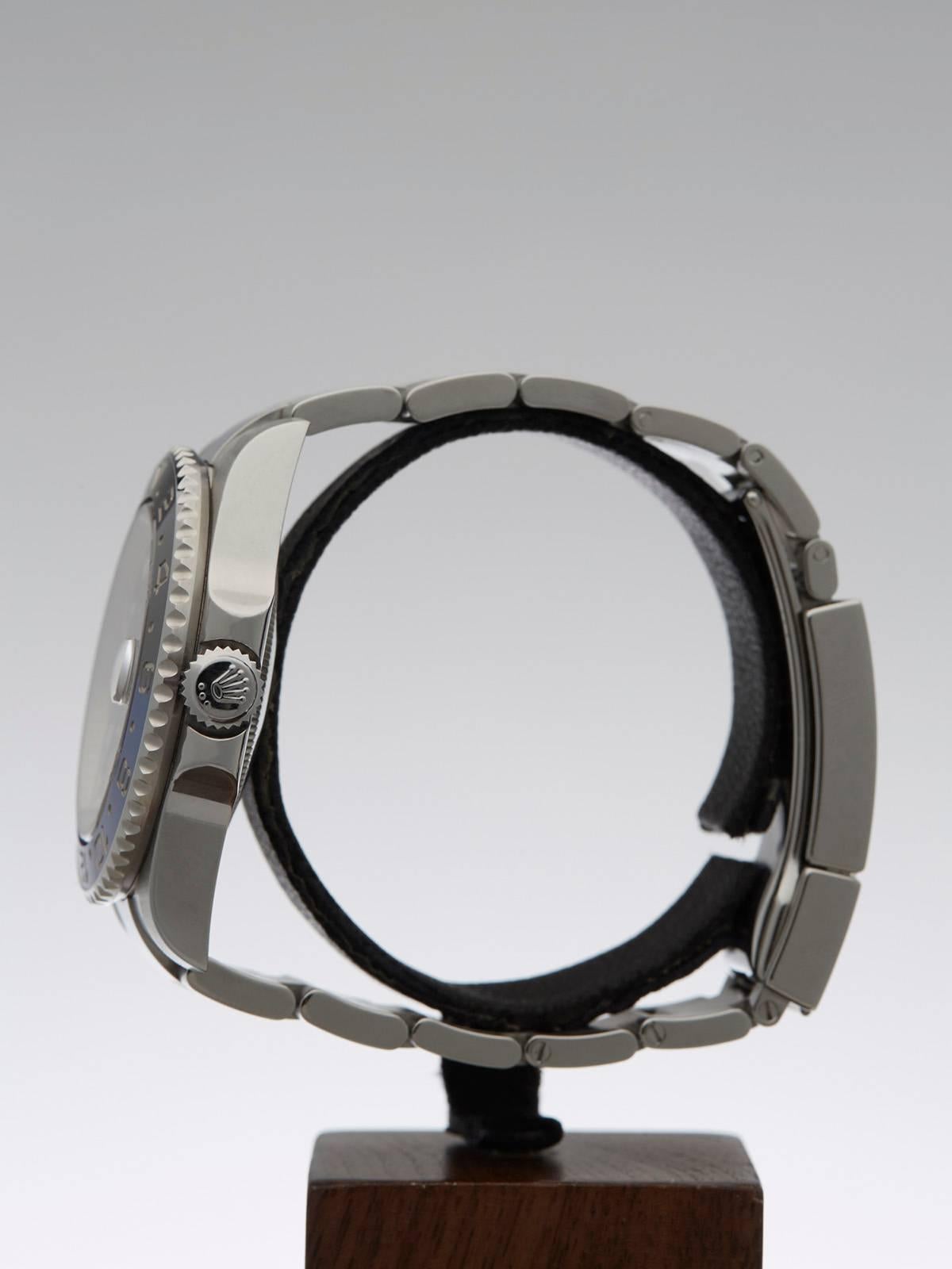 Rolex Stainless Steel GMT-Master II Day-Night Batman Automatic Wristwatch 2