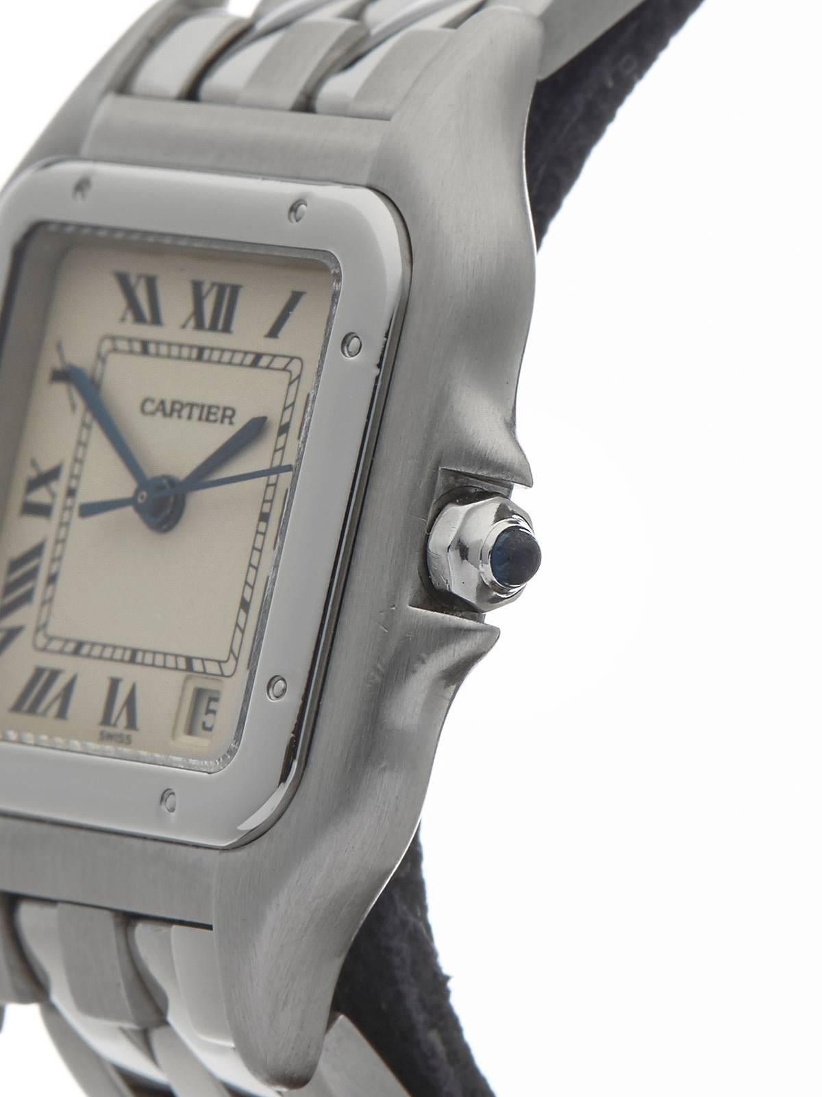 Cartier ladies Stainless Steel Panthere Quartz Wristwatch Ref W3304 In New Condition In Bishop's Stortford, Hertfordshire