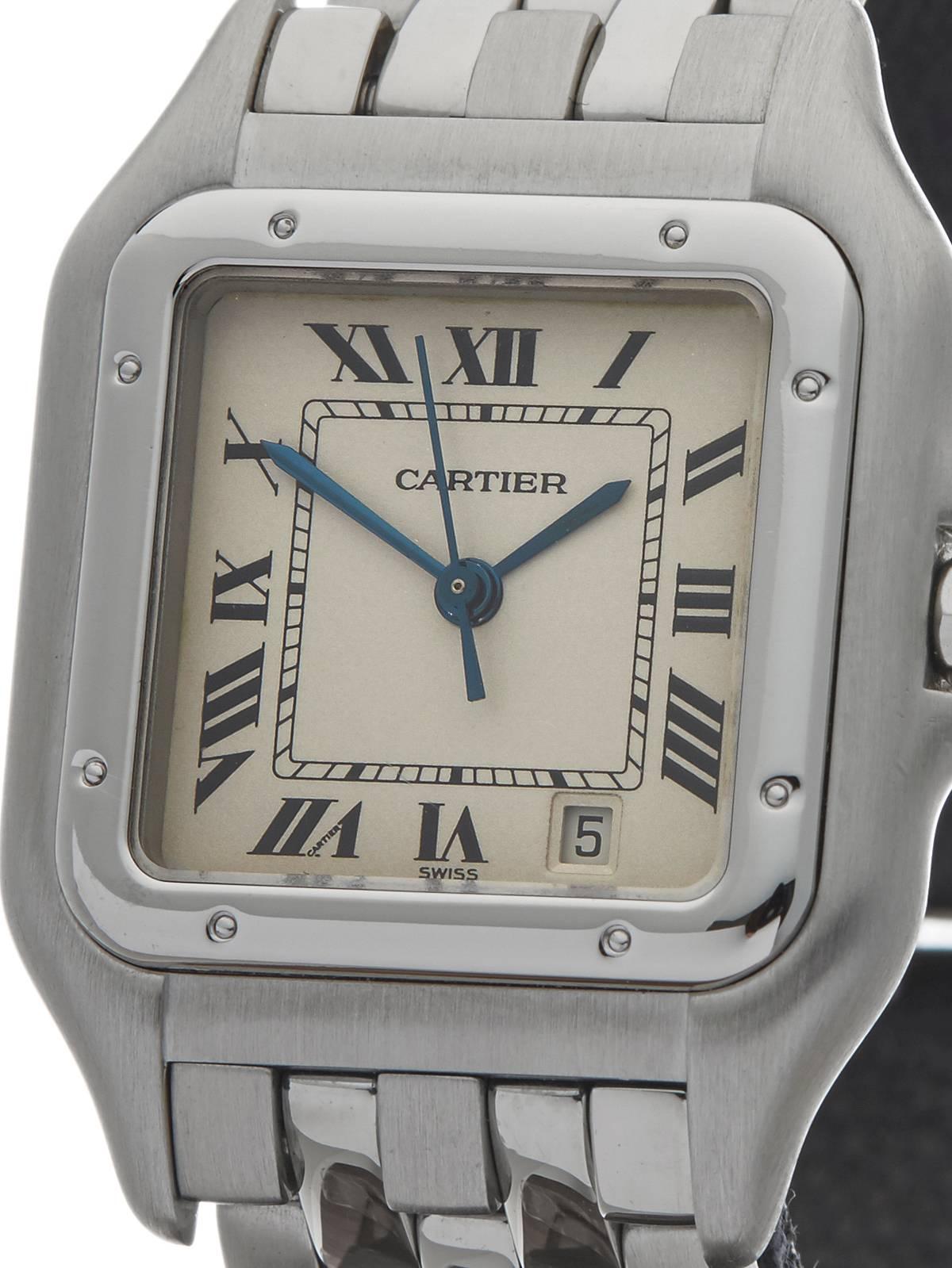 Women's or Men's Cartier ladies Stainless Steel Panthere Quartz Wristwatch Ref W3304