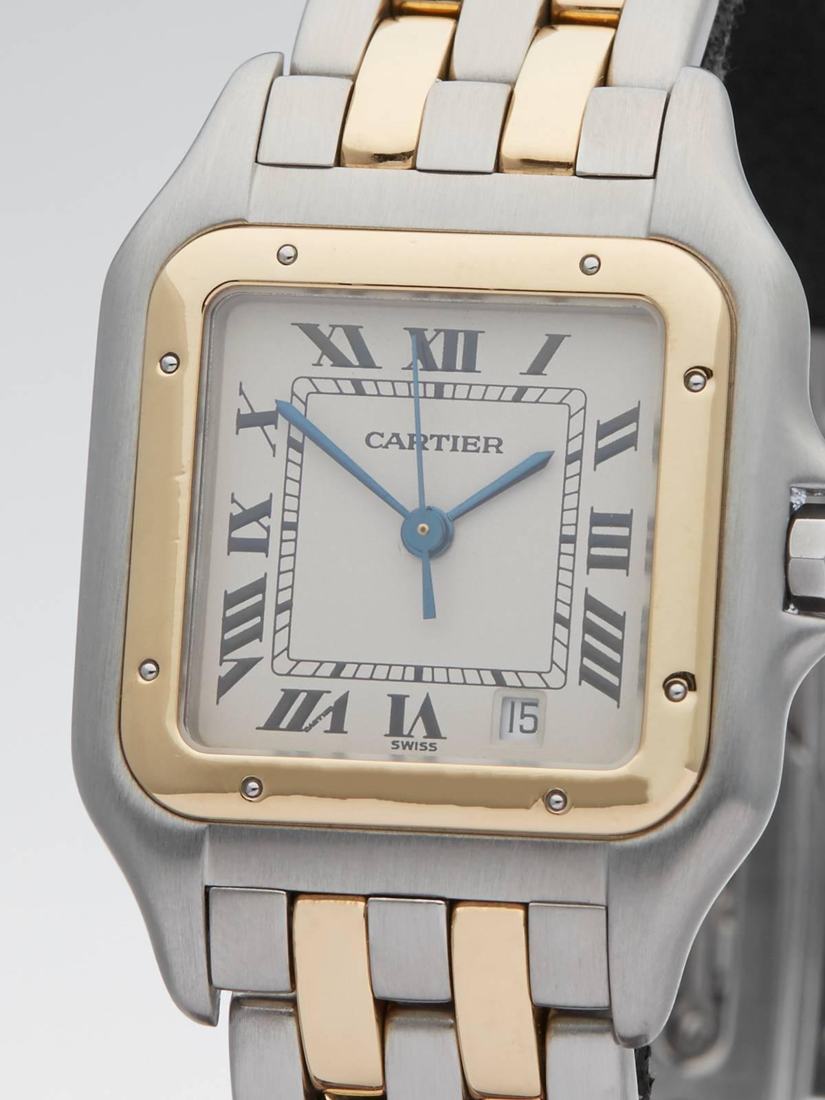 Cartier ladies Yellow Gold Stainless Steel Panthere Quartz Wristwatch Ref W3306 In New Condition In Bishop's Stortford, Hertfordshire