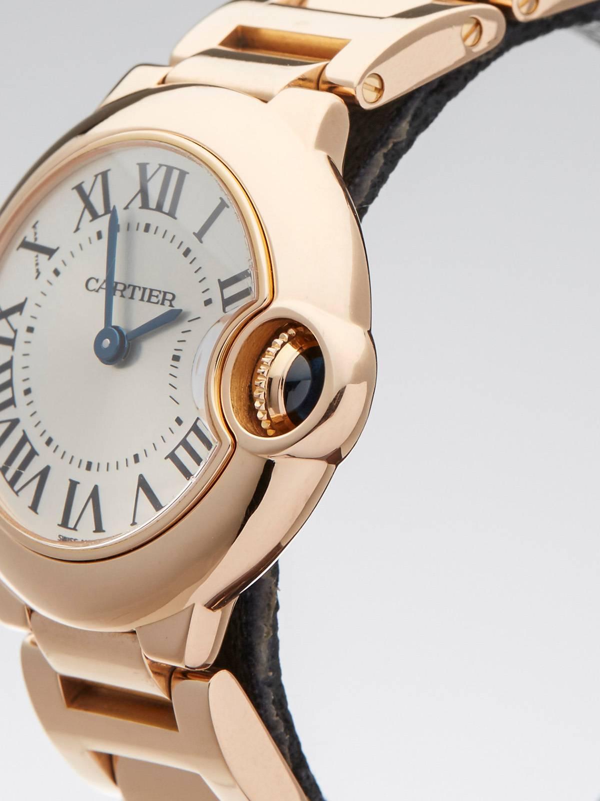 Cartier Ladies Rose Gold Ballon Bleu Quartz Wristwatch W3338 In New Condition In Bishop's Stortford, Hertfordshire