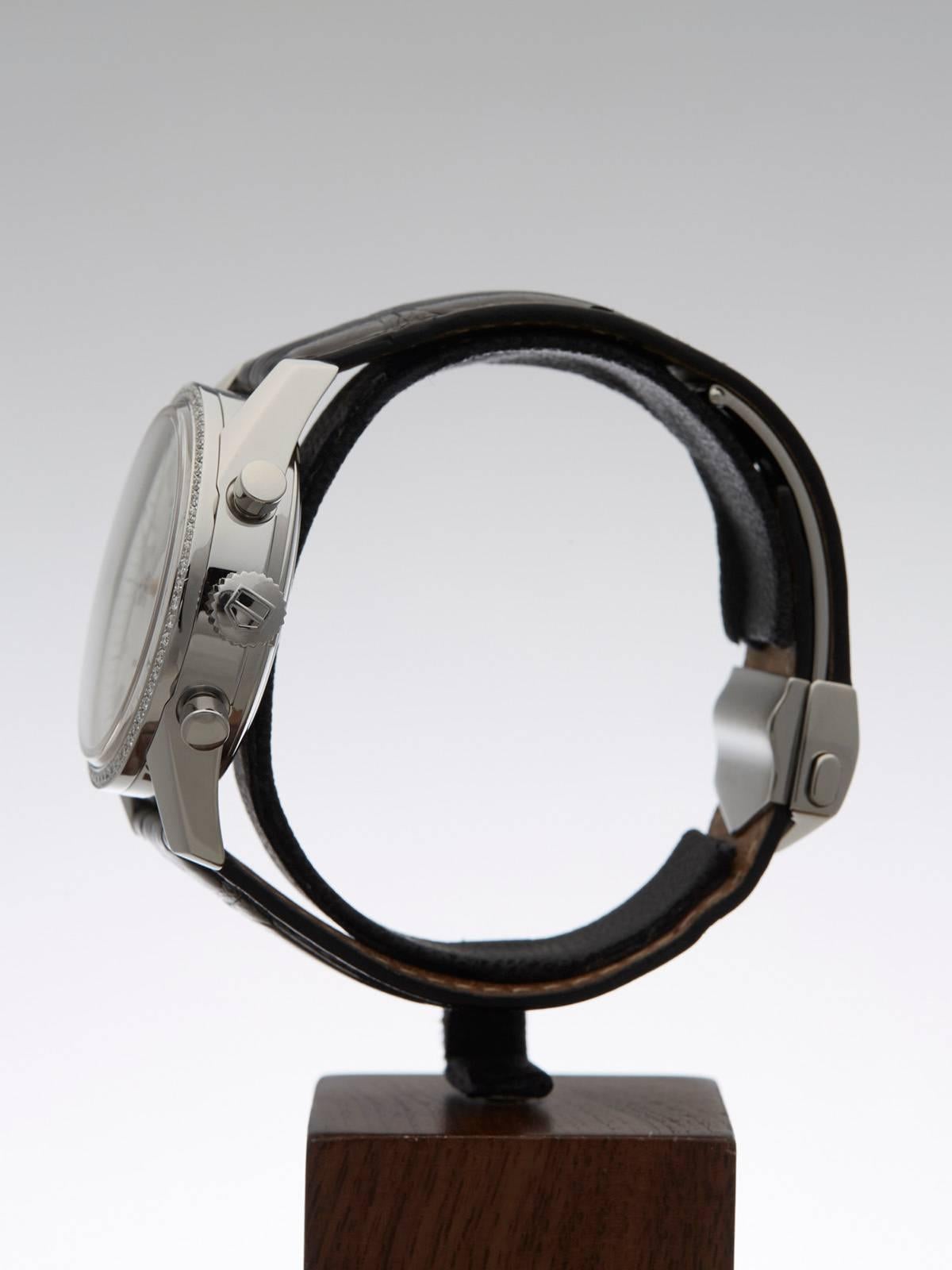 Tag Heuer Stainless Steel Diamond Bezel Carrera Automatic Wristwatch 2