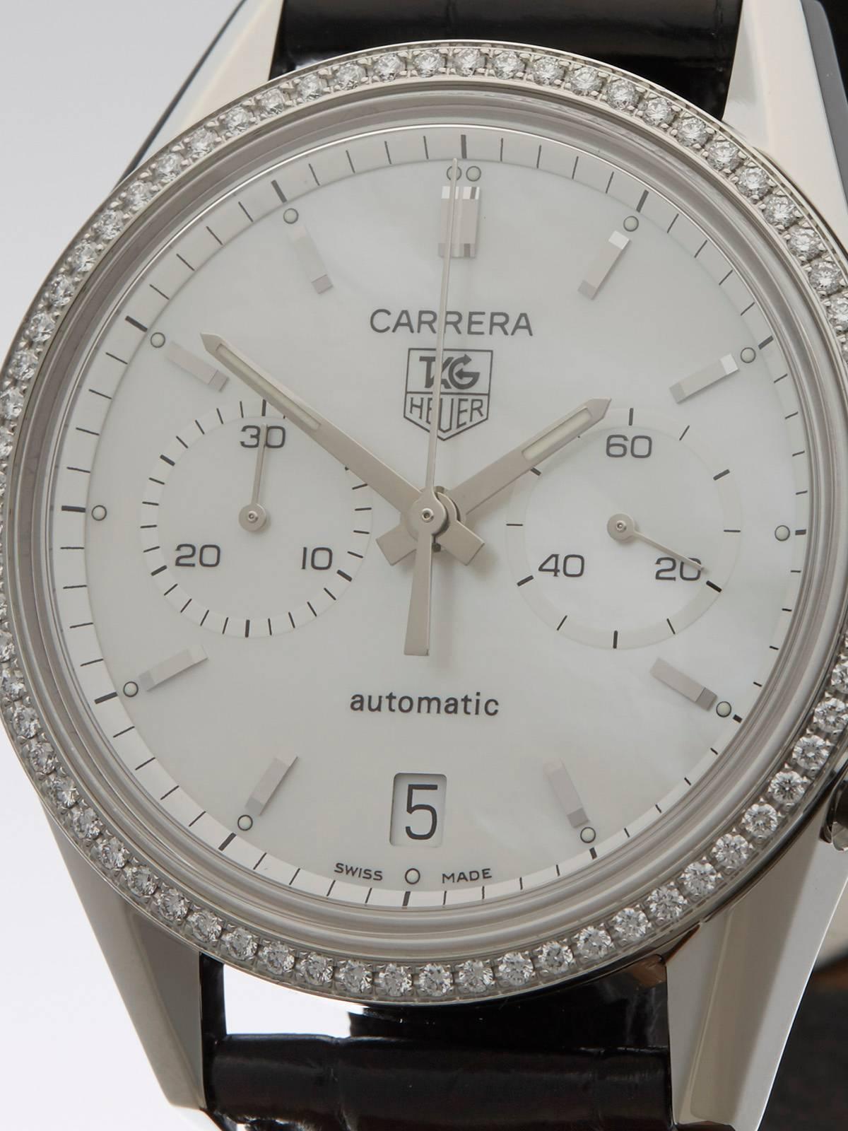 Women's Tag Heuer Stainless Steel Diamond Bezel Carrera Automatic Wristwatch