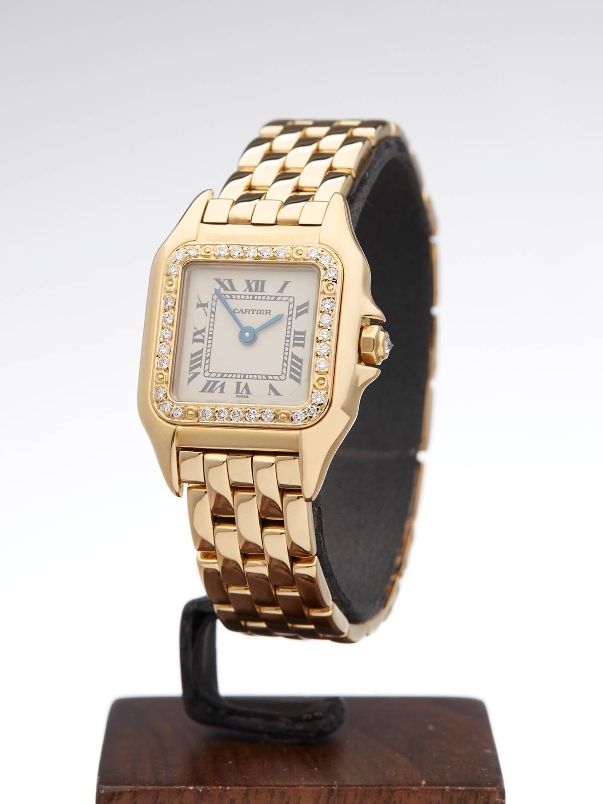 Women's or Men's Cartier Ladies Yellow Gold Diamond Panthere Quartz Wristwatch