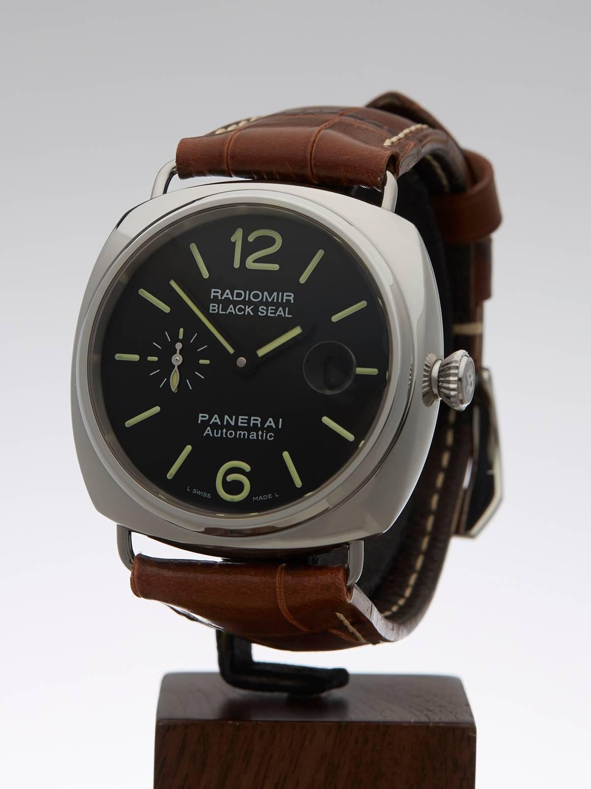 Panerai Stainless Steel Radiomir Black Seal Automatic Wristwatch PAM00287  In New Condition In Bishop's Stortford, Hertfordshire