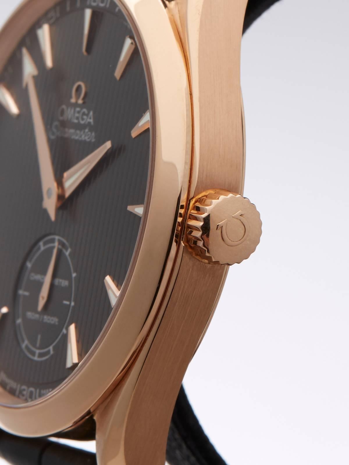 Omega Rose Gold Seamaster Aqua Terra Mechanical Wind Wristwatch In New Condition In Bishop's Stortford, Hertfordshire