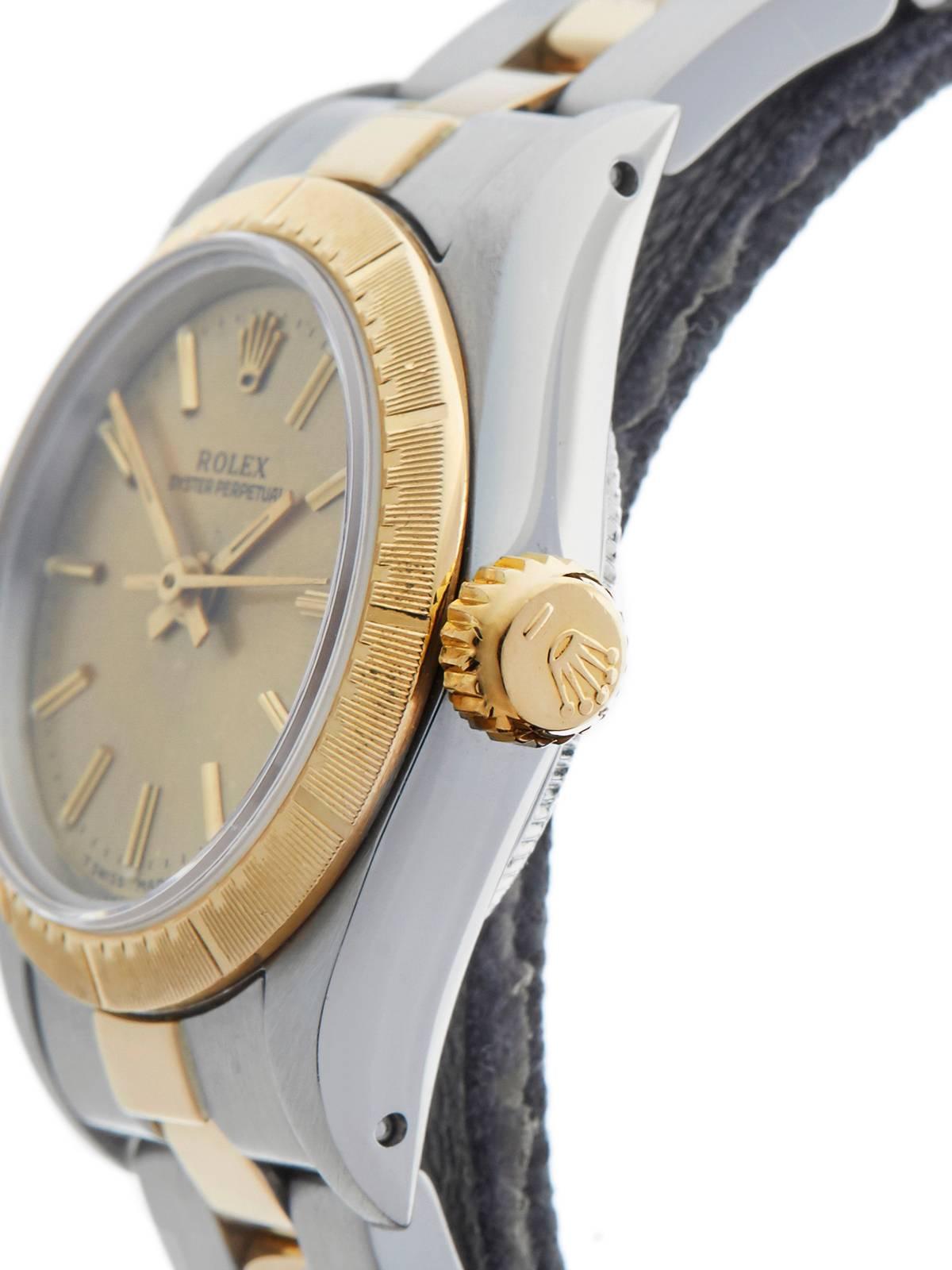 Women's Rolex Ladies Yellow Gold Stainless Steel Oyster Perpetual Automatic Wristwatch