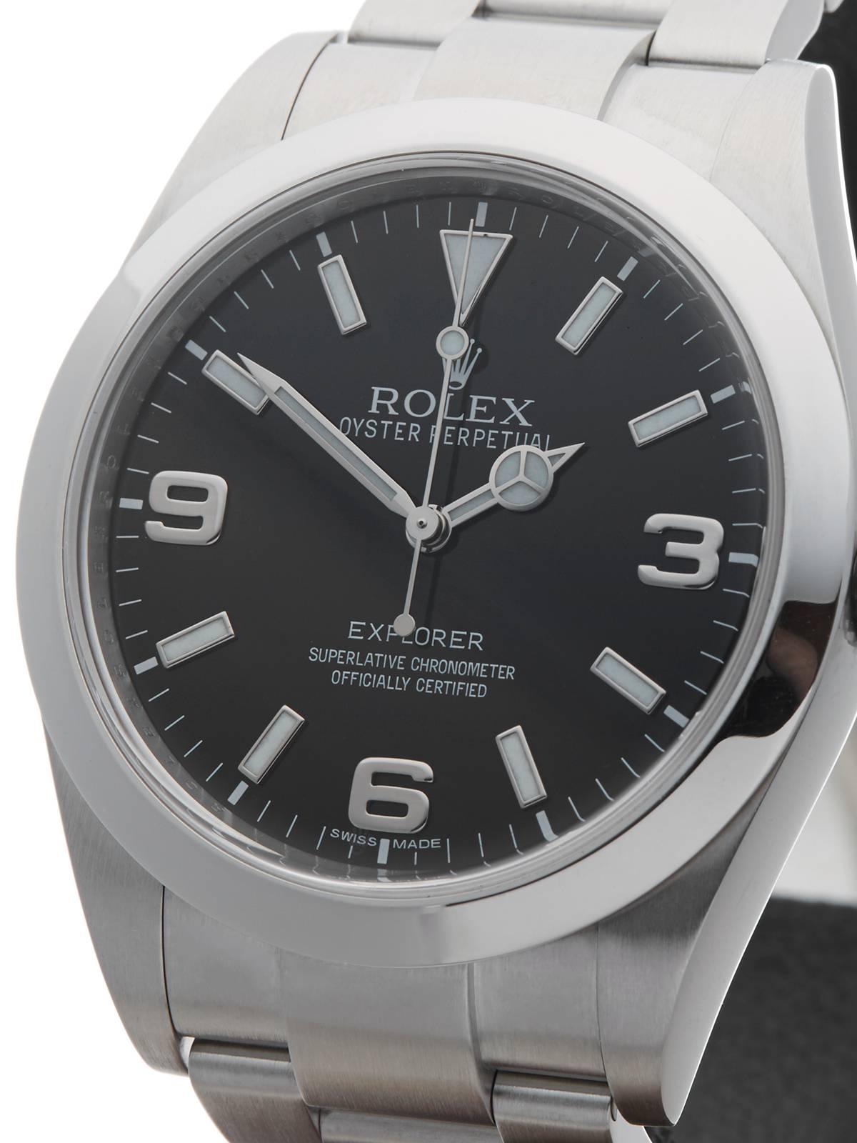 Men's Rolex Stainless Steel Explorer Oyster Automatic Wristwatch
