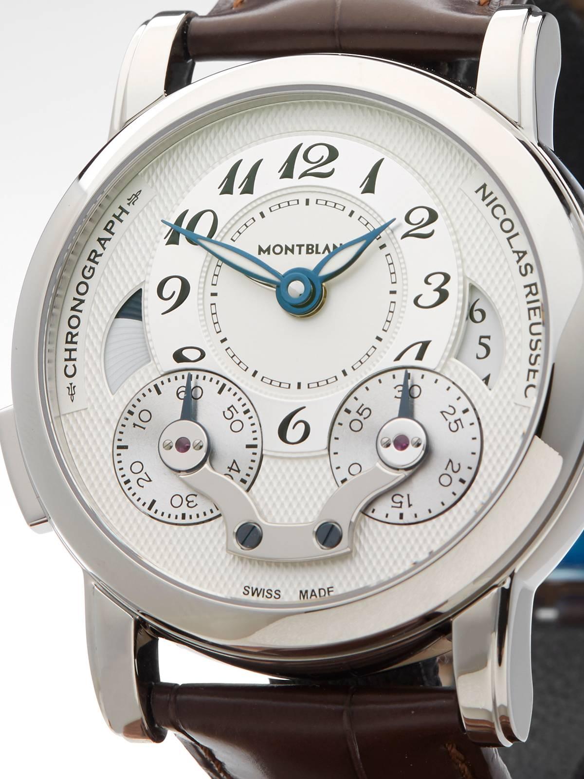 Montblanc Nicolas Rieussec GMT chronograph Automatic Wristwatch 106487 In New Condition In Bishop's Stortford, Hertfordshire
