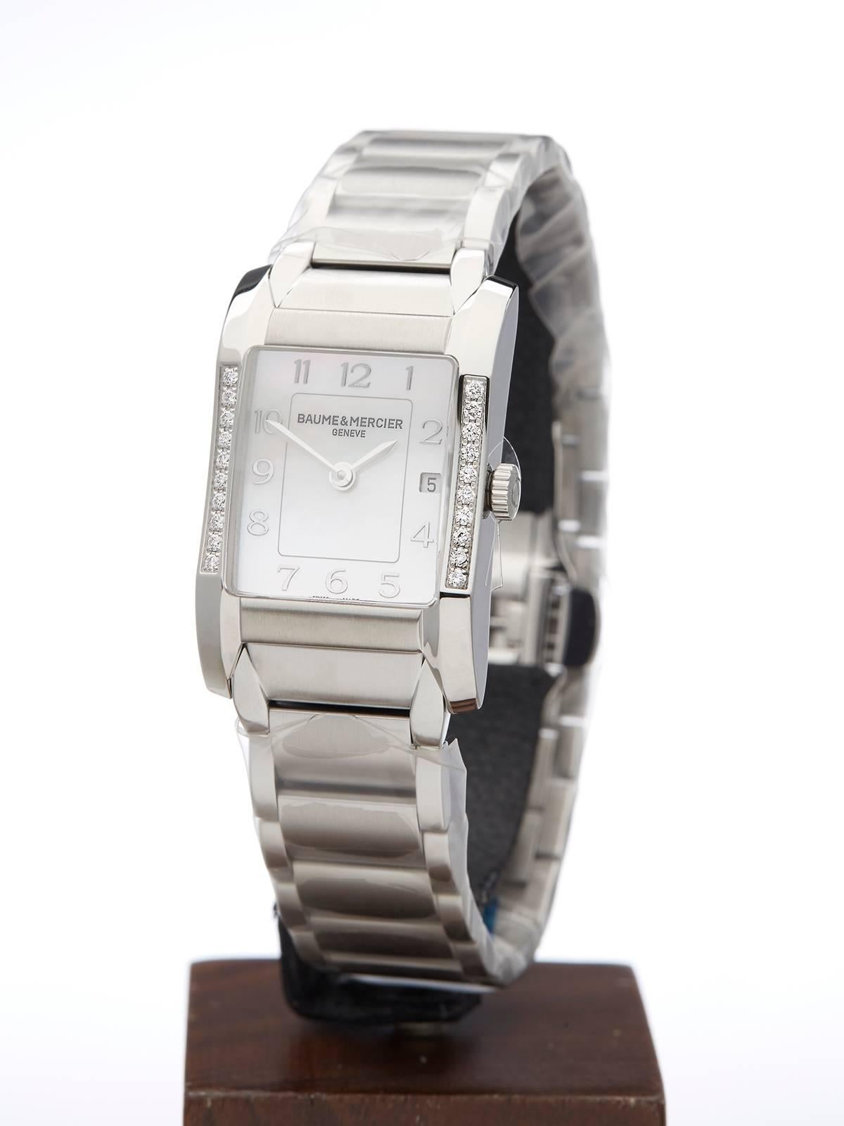 Baume & Mercier Hampton ladies Stainless steel Quartz Wristwatch Ref W3429 In New Condition In Bishop's Stortford, Hertfordshire
