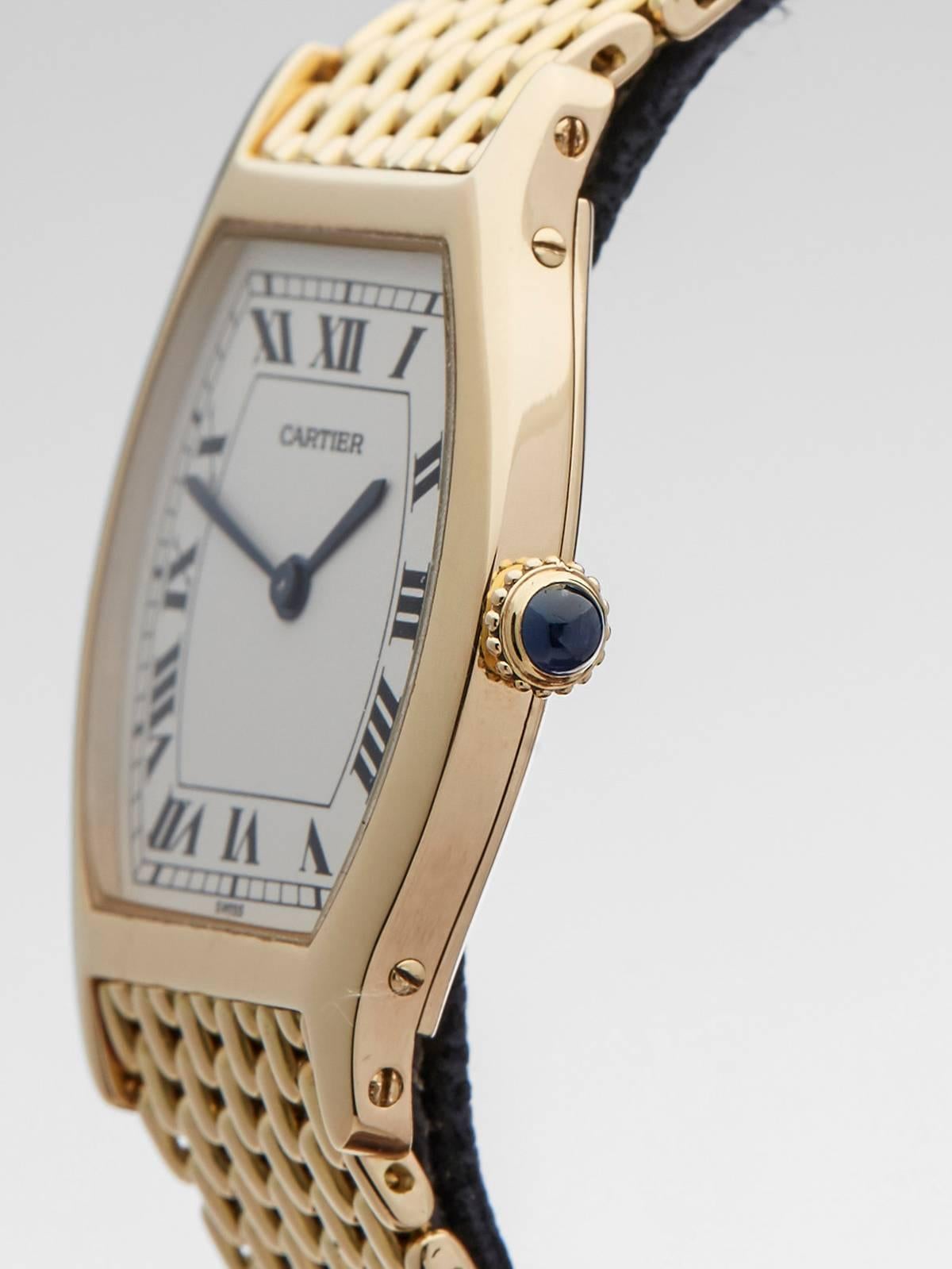 Women's Cartier Paris Ladies Yellow Gold Tortue Mechanical Wristwatch