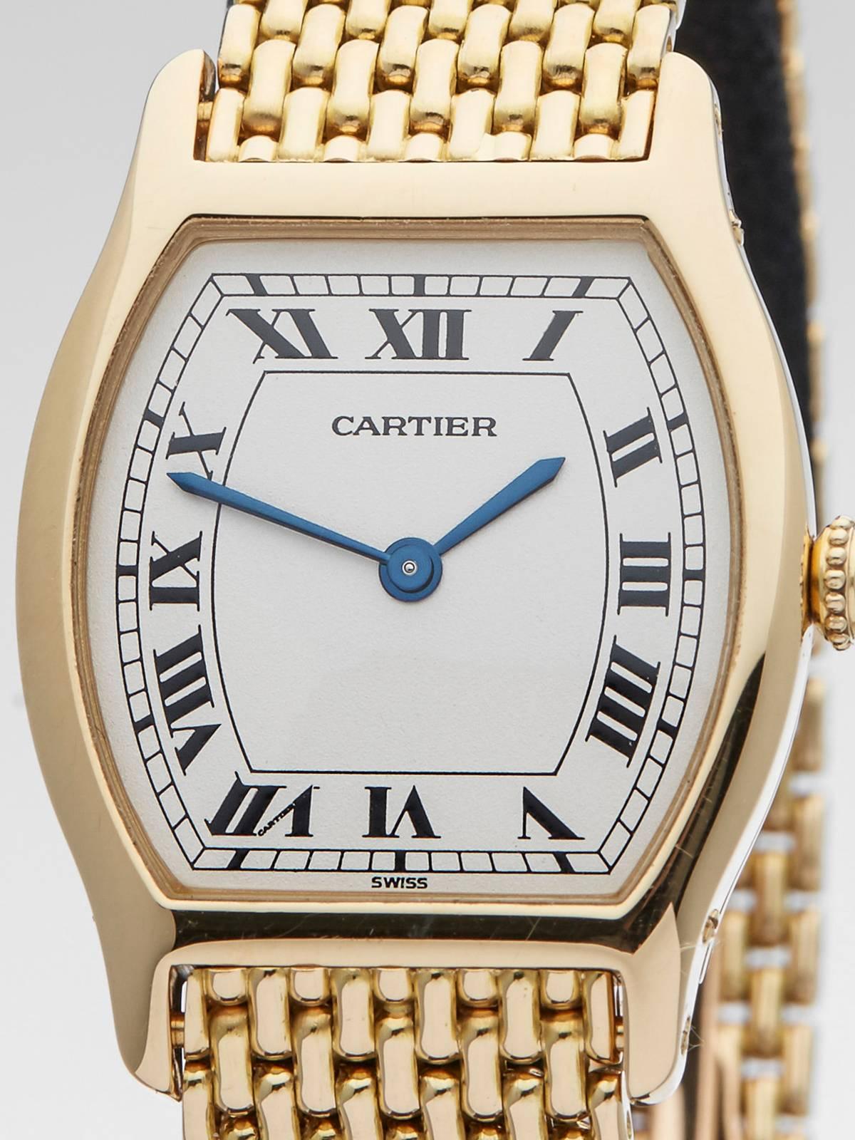 Cartier Paris Ladies Yellow Gold Tortue Mechanical Wristwatch In Excellent Condition In Bishop's Stortford, Hertfordshire