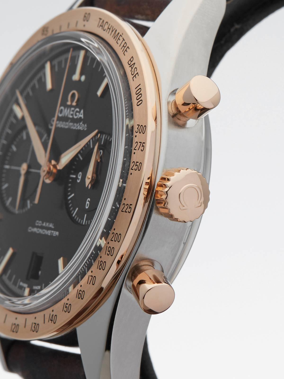 Women's or Men's Omega Rose Gold Stainless Steel Speedmaster Automatic Wristwatch