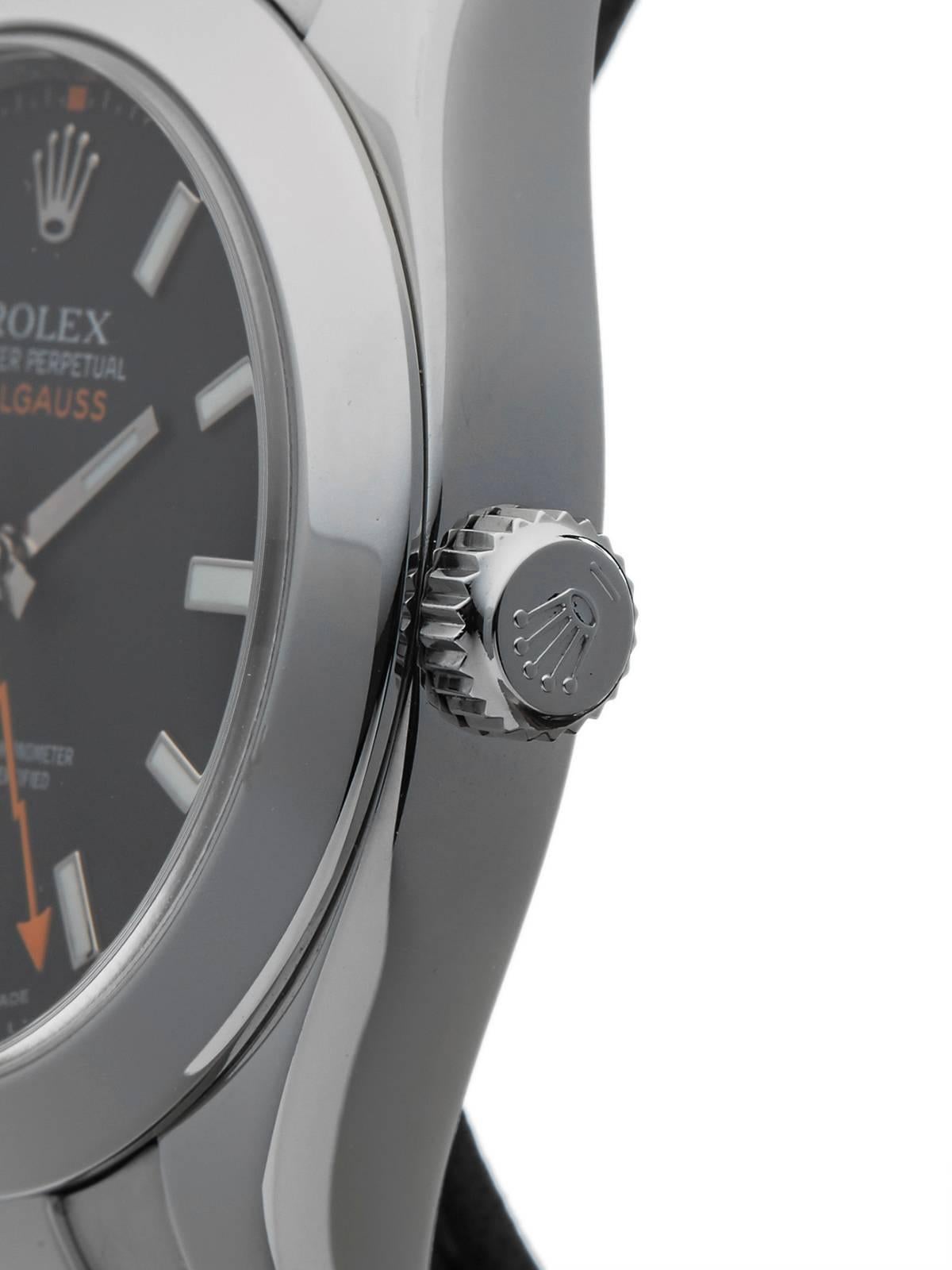 Men's  Rolex Stainless Steel Milgauss Automatic Wristwatch