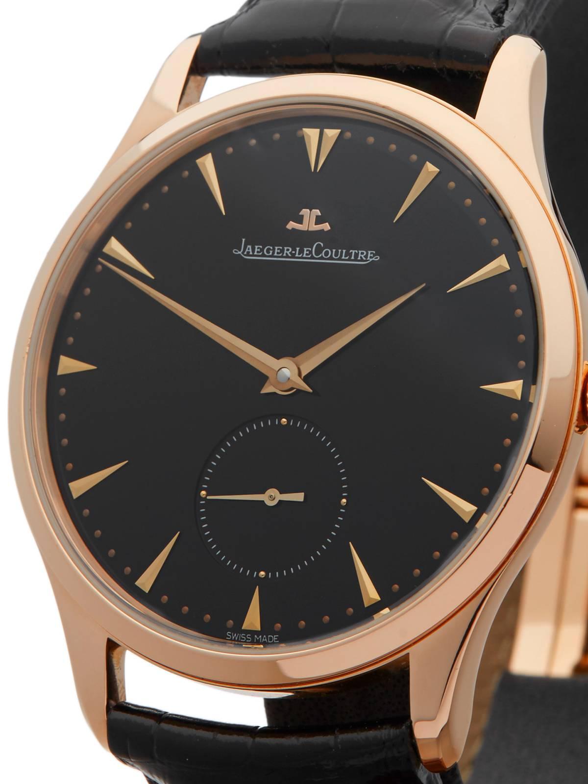  Jaeger-LeCoultre Rose Gold Master Grande Ultra Thin Automatic Wristwatch  In Excellent Condition In Bishop's Stortford, Hertfordshire
