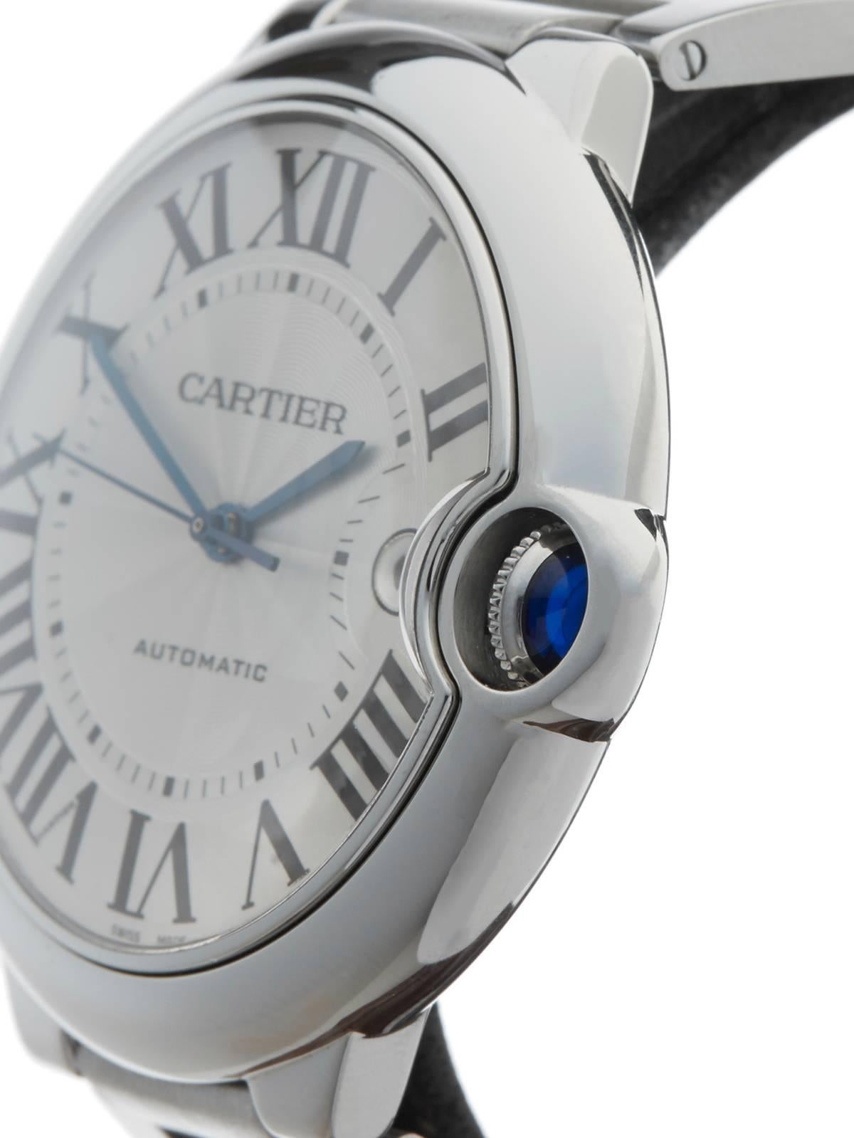  Cartier Stainless Steel Ballon Bleu Automatic Wristwatch In Excellent Condition In Bishop's Stortford, Hertfordshire