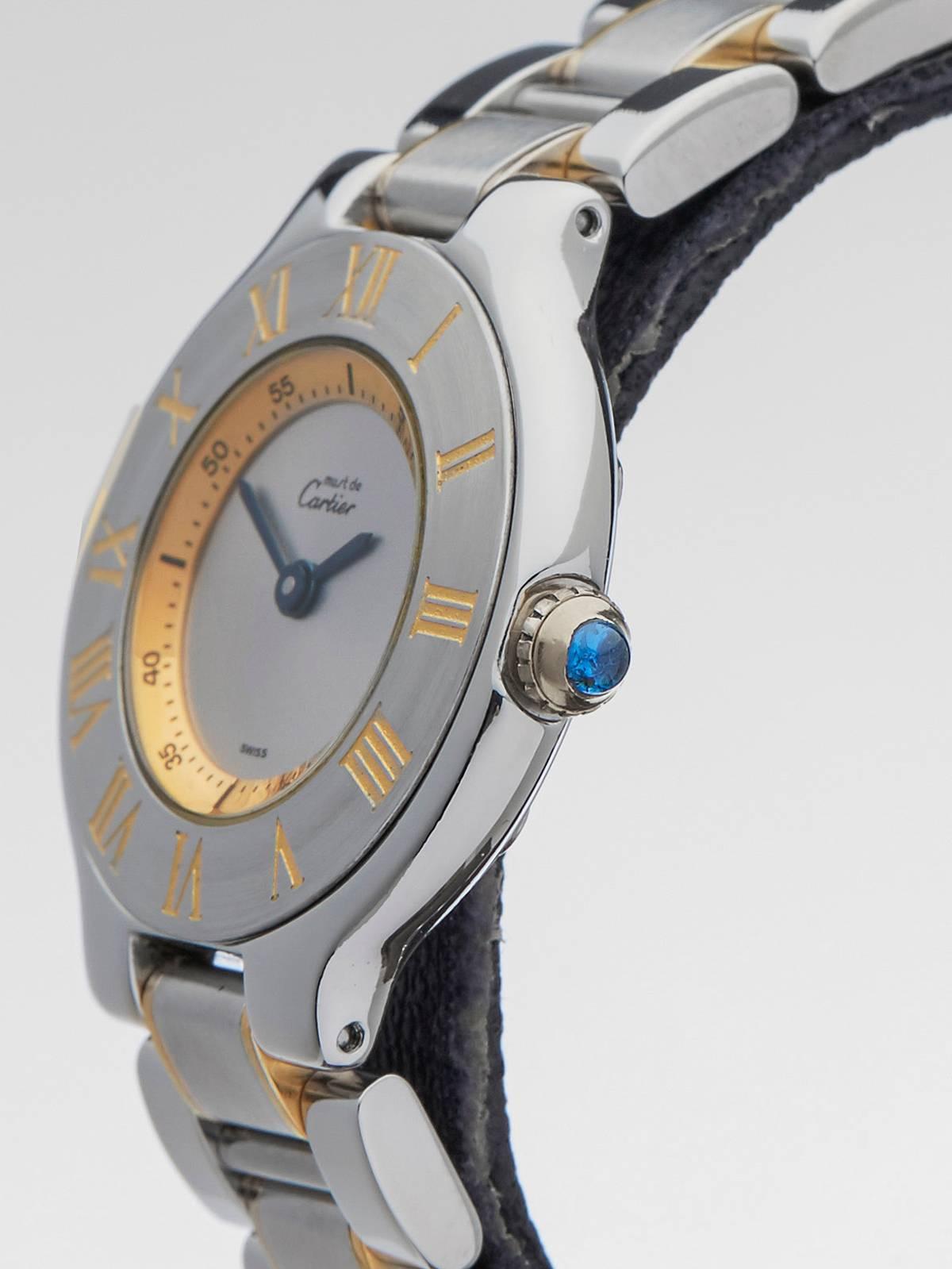 Women's  Cartier Ladies Must de Cartier Stainless Steel Yellow Gold Quartz Wristwatch