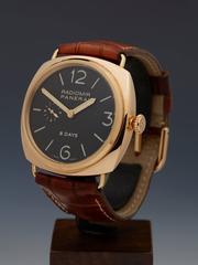 Panerai Rose Gold Radiomir Mechanical Wind Wristwatch