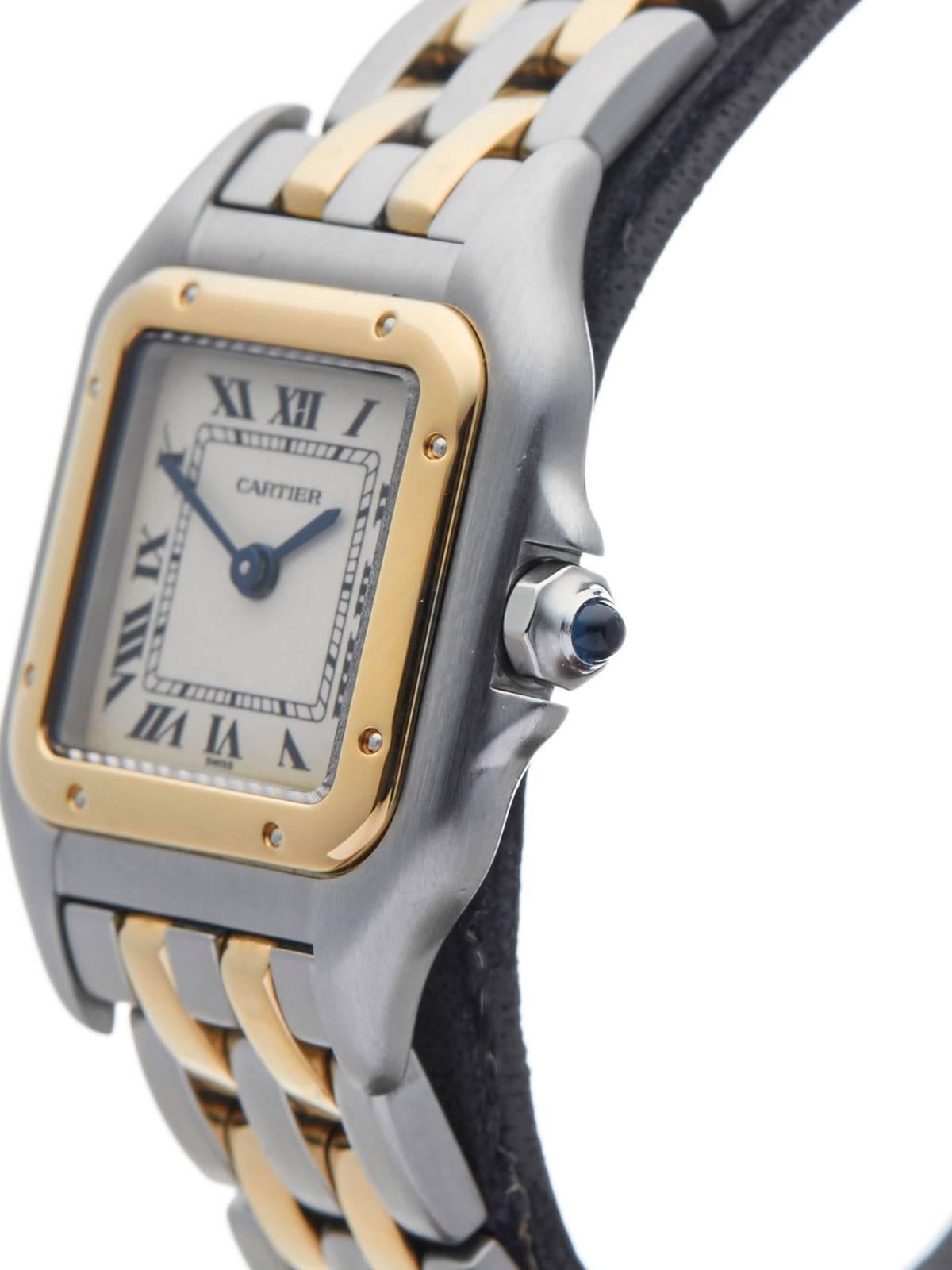 Women's  Cartier Ladies Yellow Gold Stainless Steel Panthere Quartz Wristwatch Ref 3486