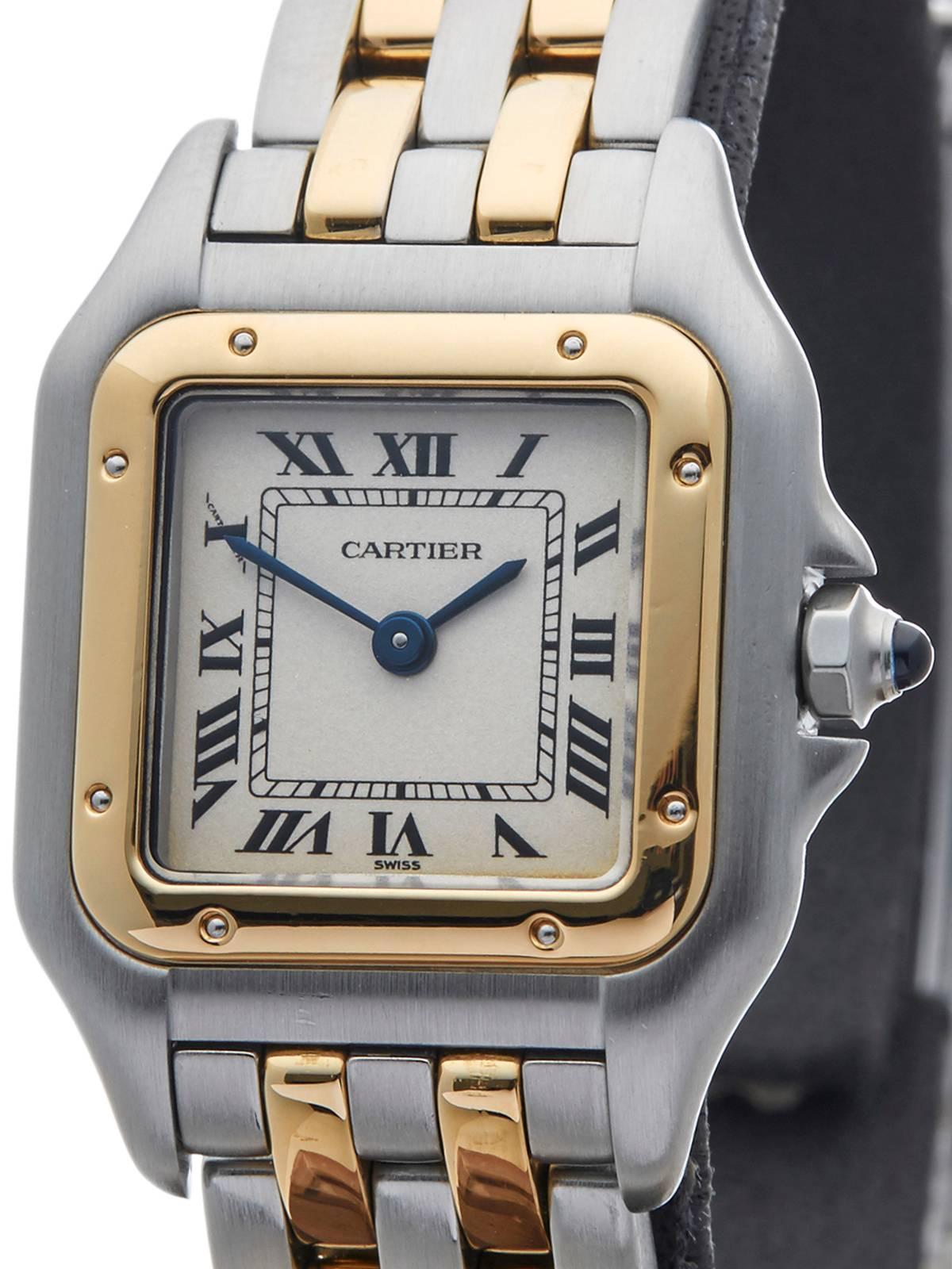  Cartier Ladies Yellow Gold Stainless Steel Panthere Quartz Wristwatch Ref 3486 In Excellent Condition In Bishop's Stortford, Hertfordshire