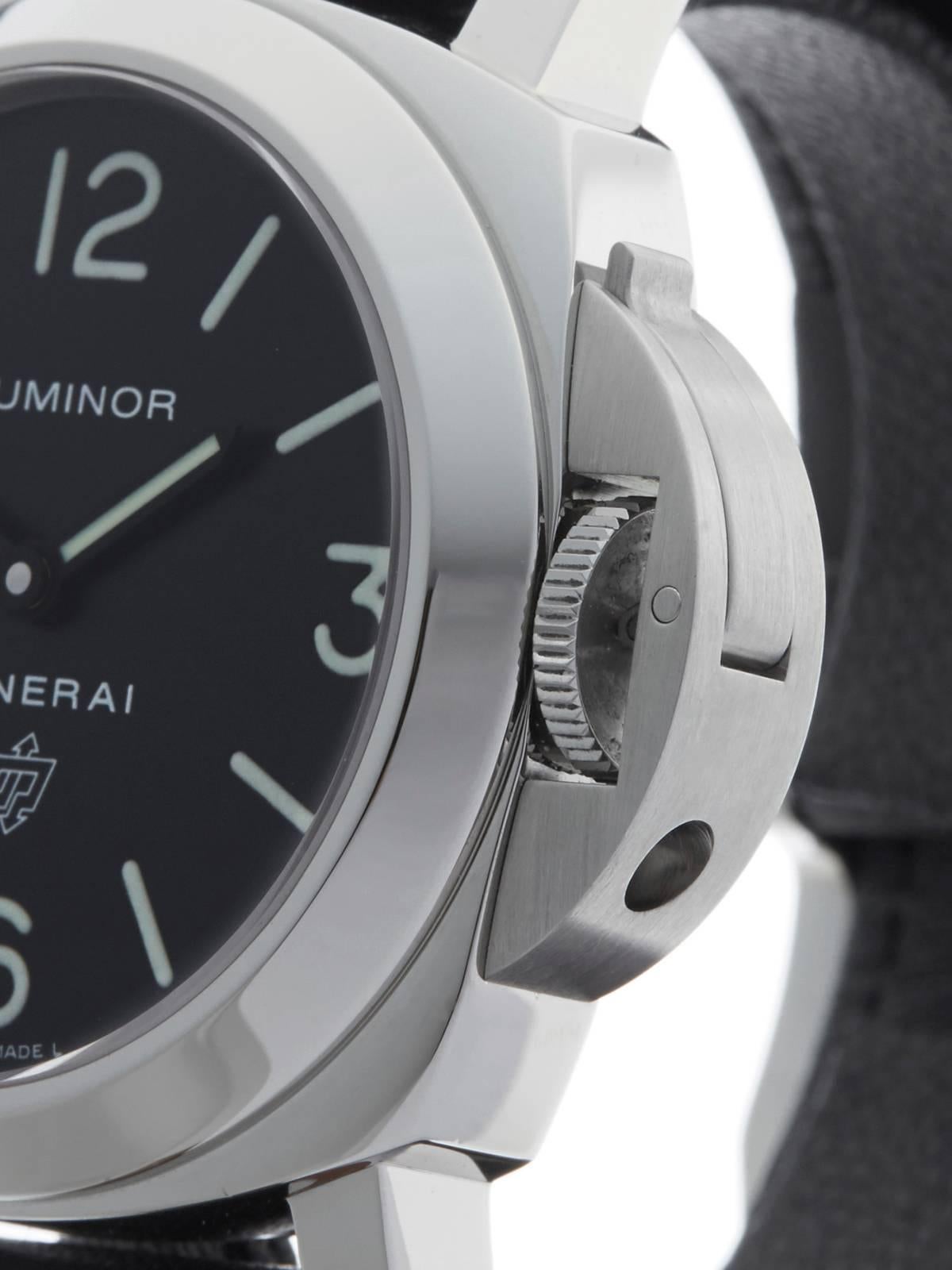 Men's  Panerai Stainless Steel Luminor Base Automatic Wristwatch PAM0000 2014