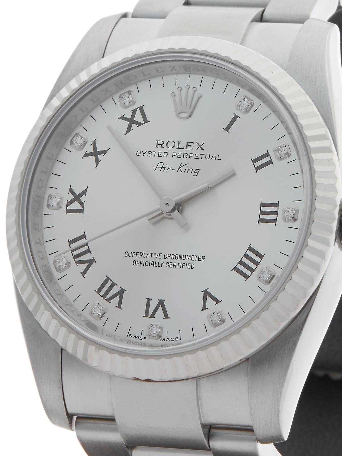  Rolex Air King White Gold Stainless Steel Automatic Wristwatch 114234 2007 In Excellent Condition In Bishop's Stortford, Hertfordshire