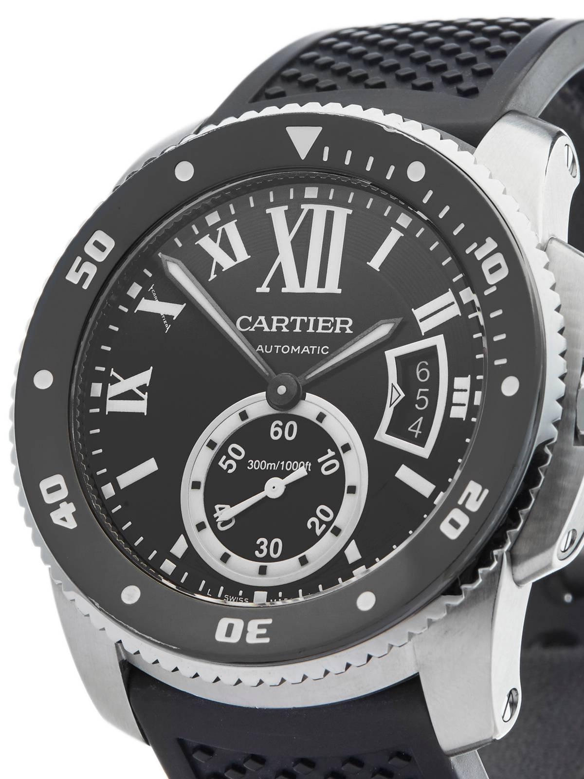  Cartier Stainless Steel Calibre Automatic Wristwatch In Excellent Condition In Bishop's Stortford, Hertfordshire