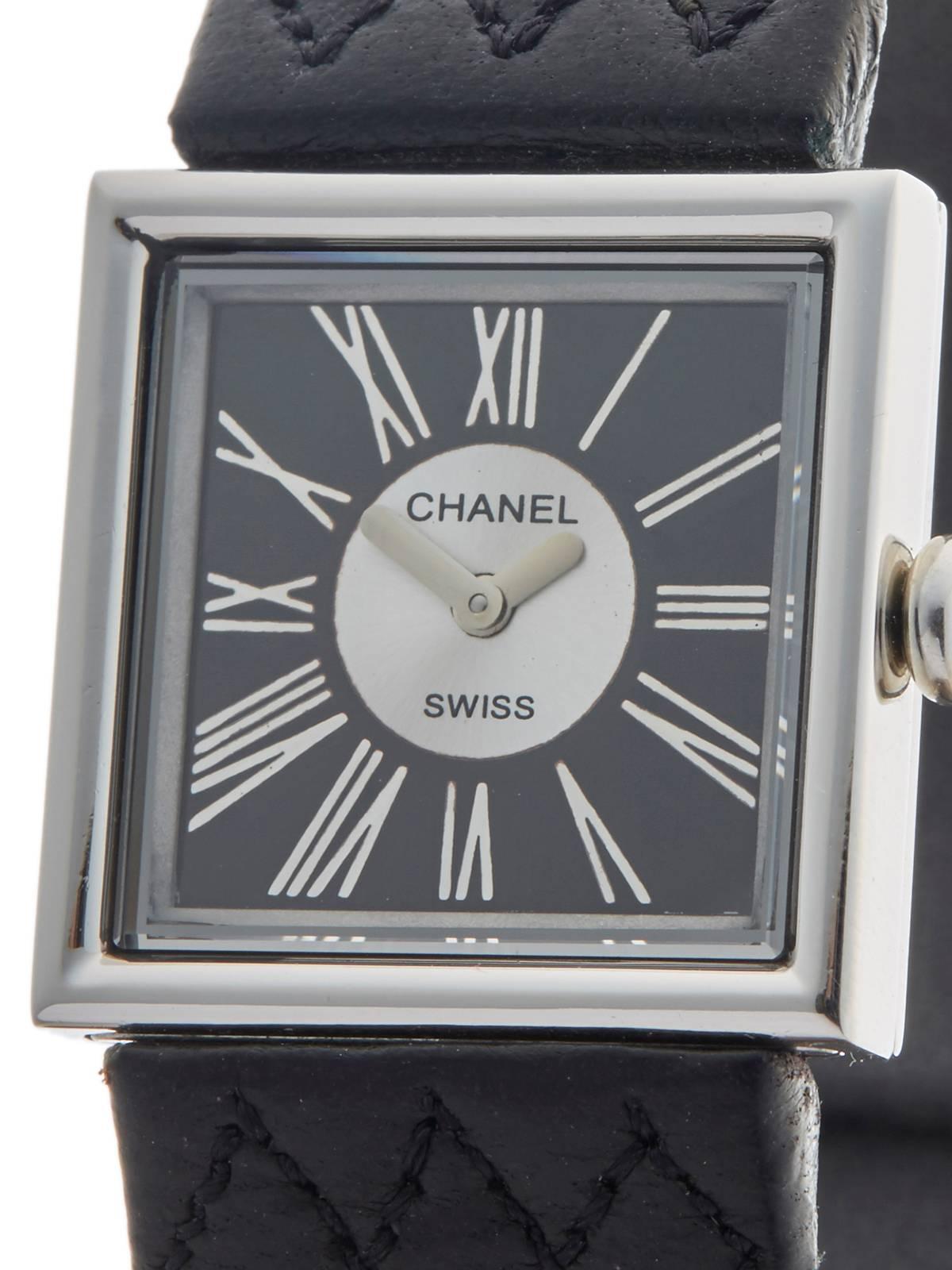 Chanel Ladies Platinum Mademoiselle Quartz Wristwatch In Excellent Condition In Bishop's Stortford, Hertfordshire