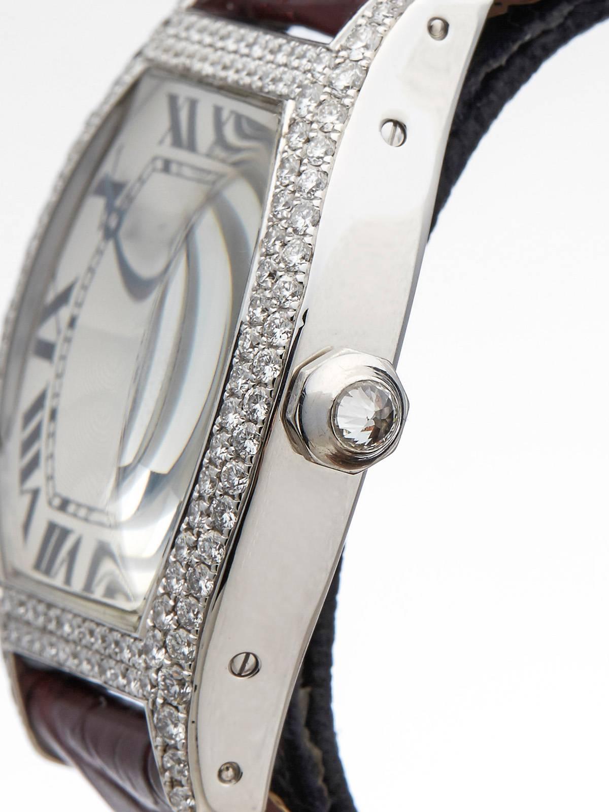 Women's or Men's Cartier White Gold Tortue Mechanical Wind Wristwatch Ref	W3110