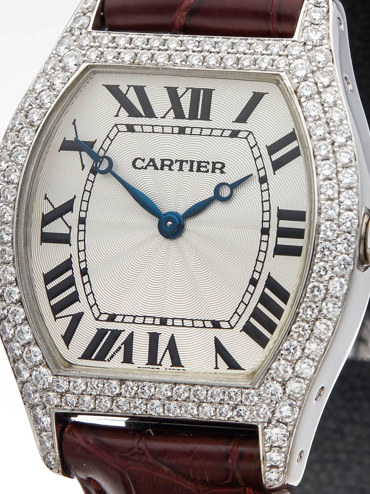 Cartier White Gold Tortue Mechanical Wind Wristwatch Ref	W3110 In Excellent Condition In Bishop's Stortford, Hertfordshire