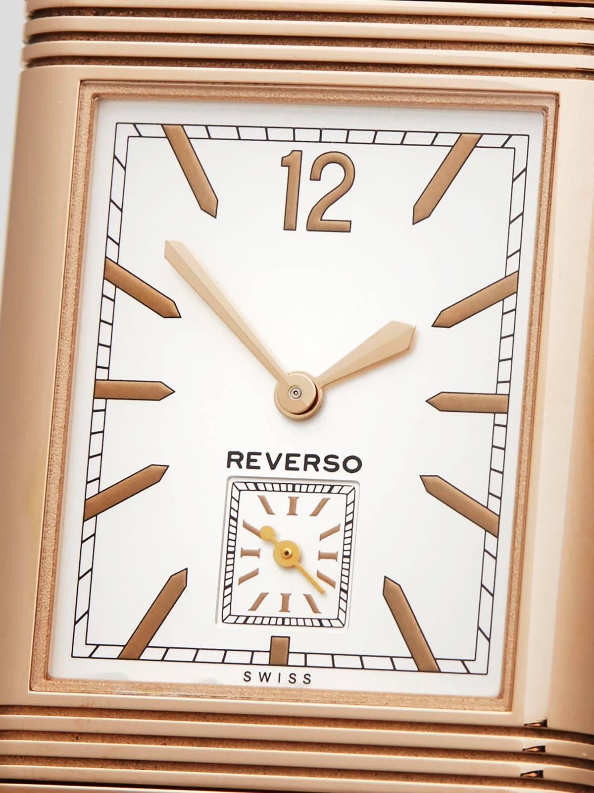 Jaeger-LeCoultre Rose Gold Grande Reverso Automatic Wristwatch In Excellent Condition In Bishop's Stortford, Hertfordshire